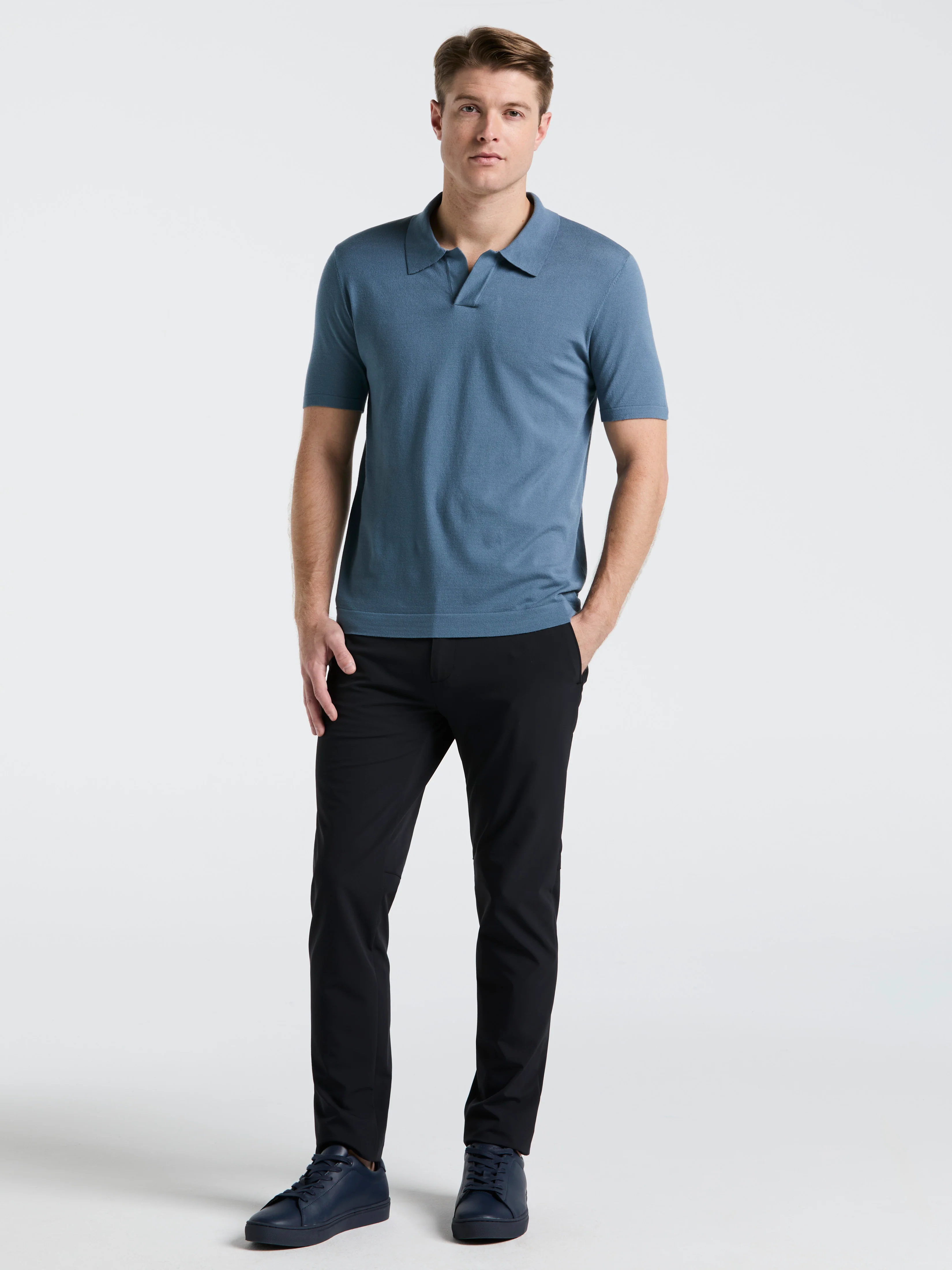 Tech Knit Open Polo Sweater