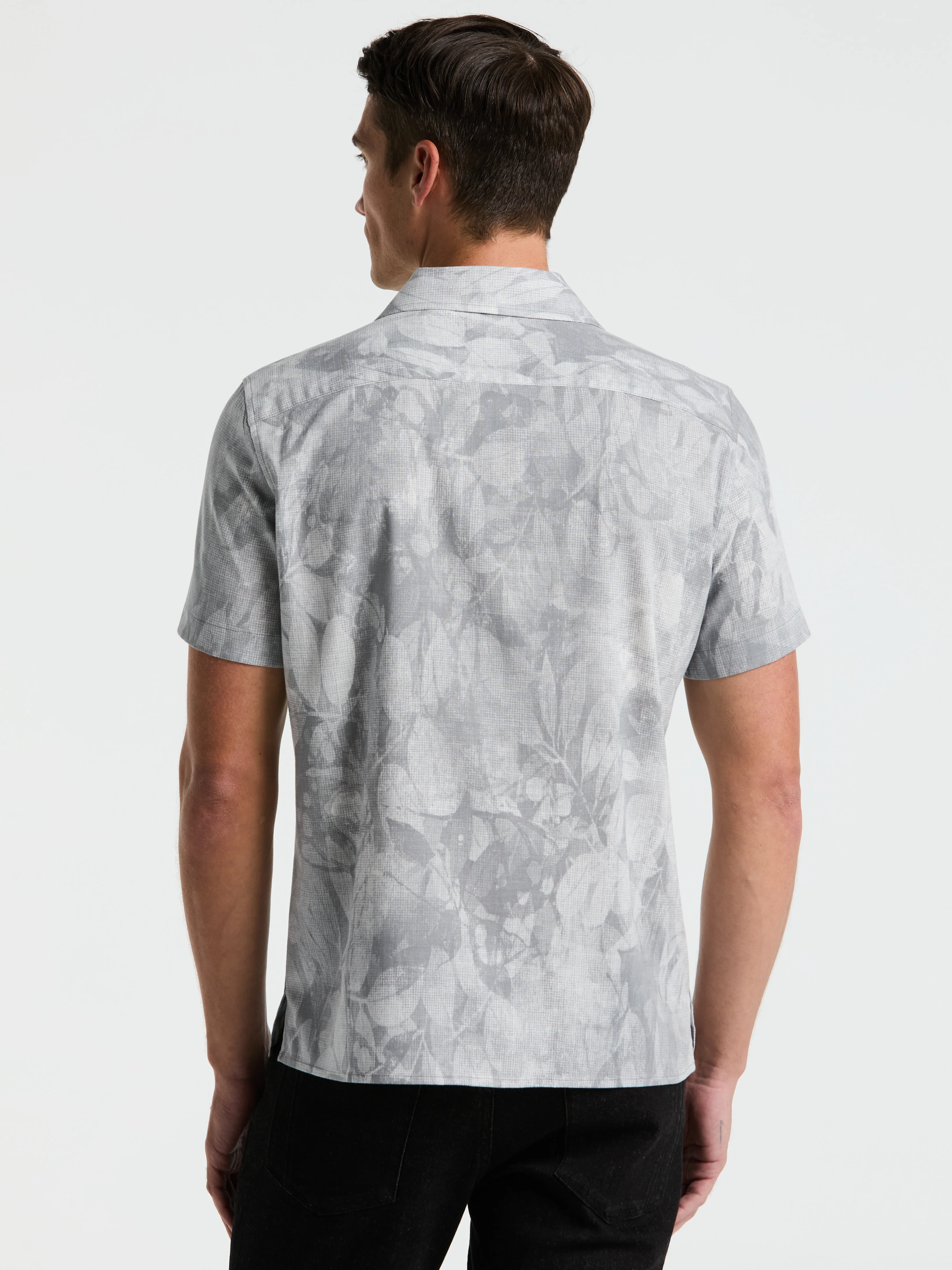 Leaf Print Camp Collar Shirt