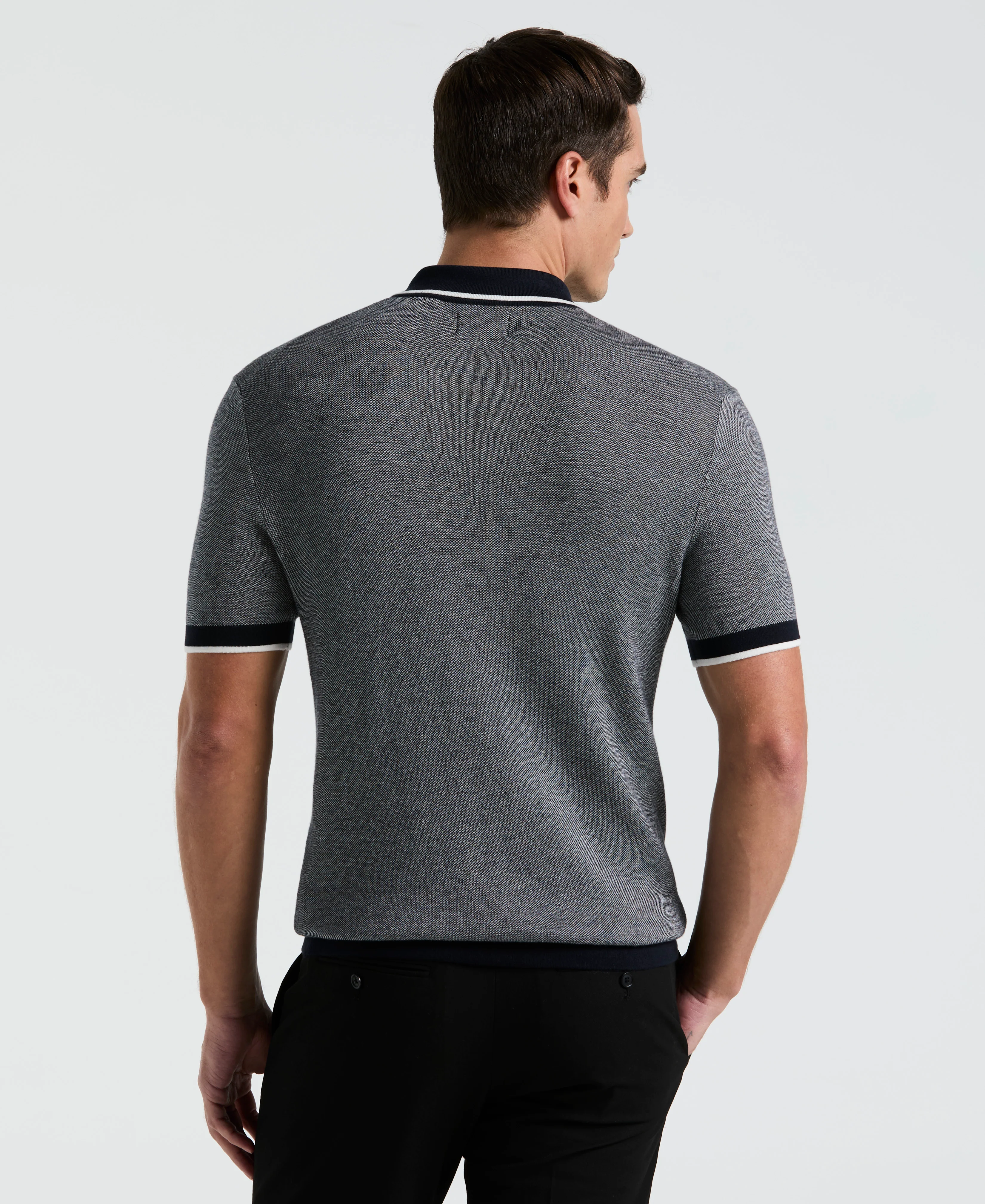 Bi-Color Stitch Zip Polo