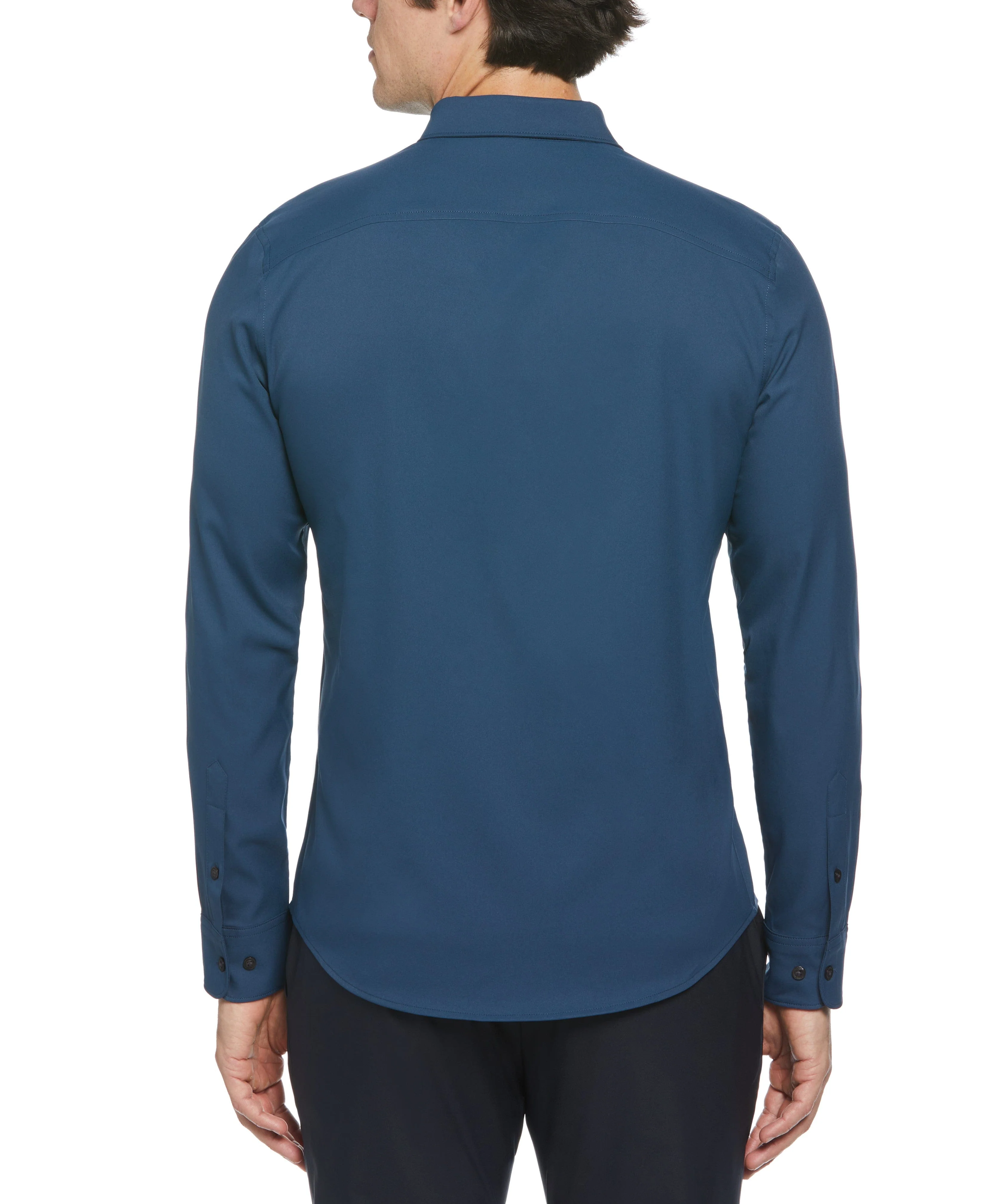 Slim Fit Untucked Total Stretch Solid Shirt - Blue