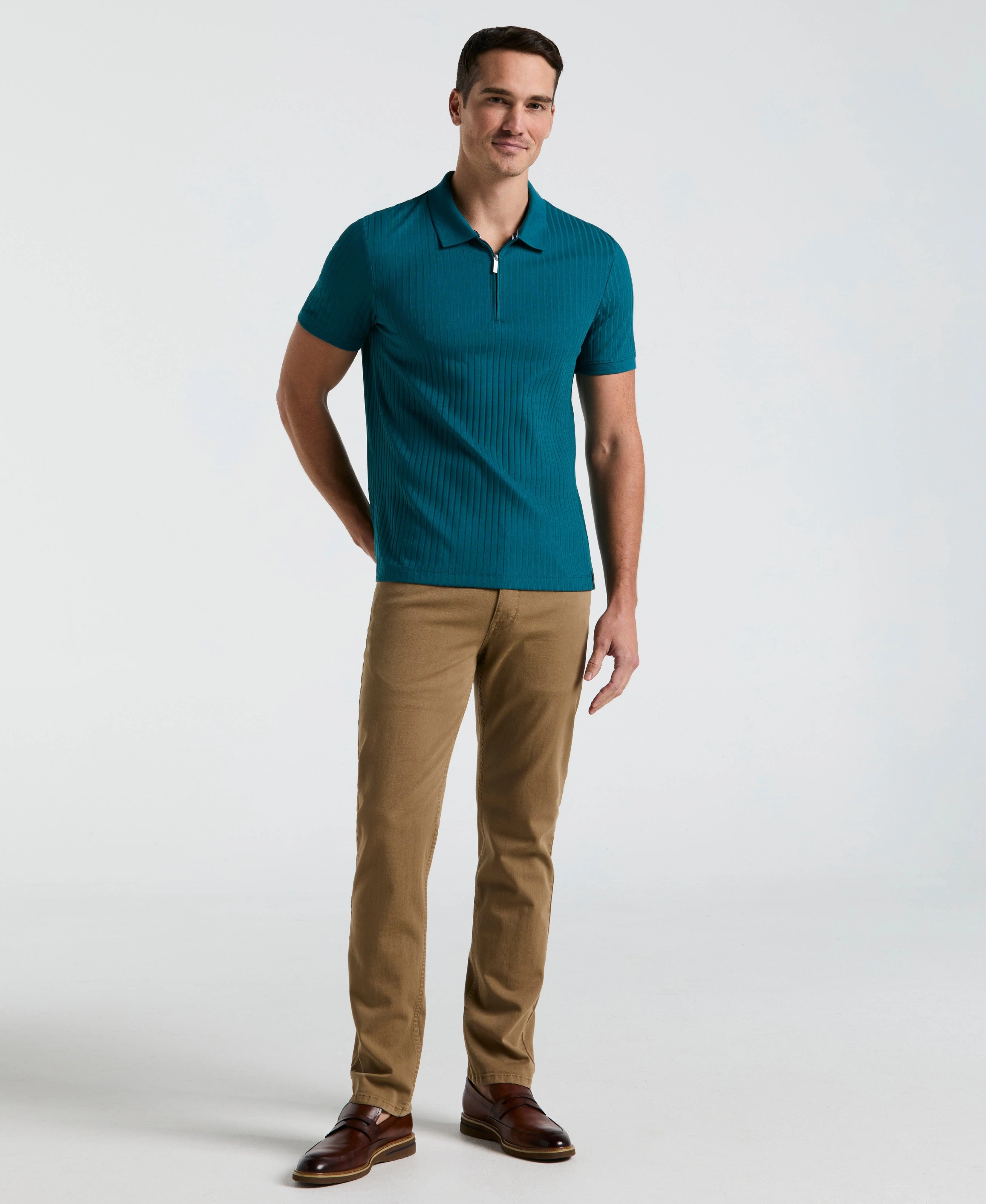 Quarter Zip Ribbed Polo