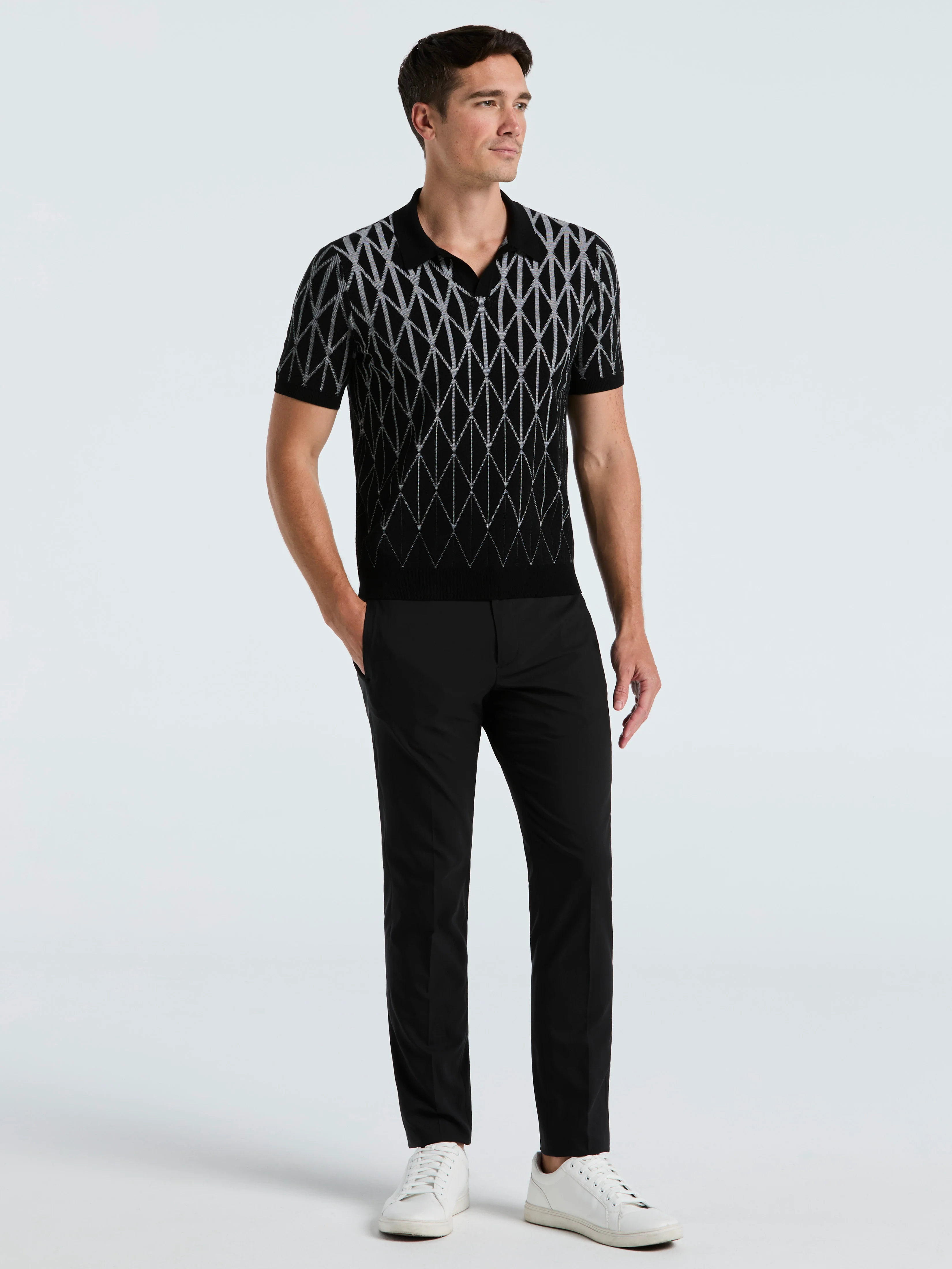 Ombre Pattern Polo Sweater