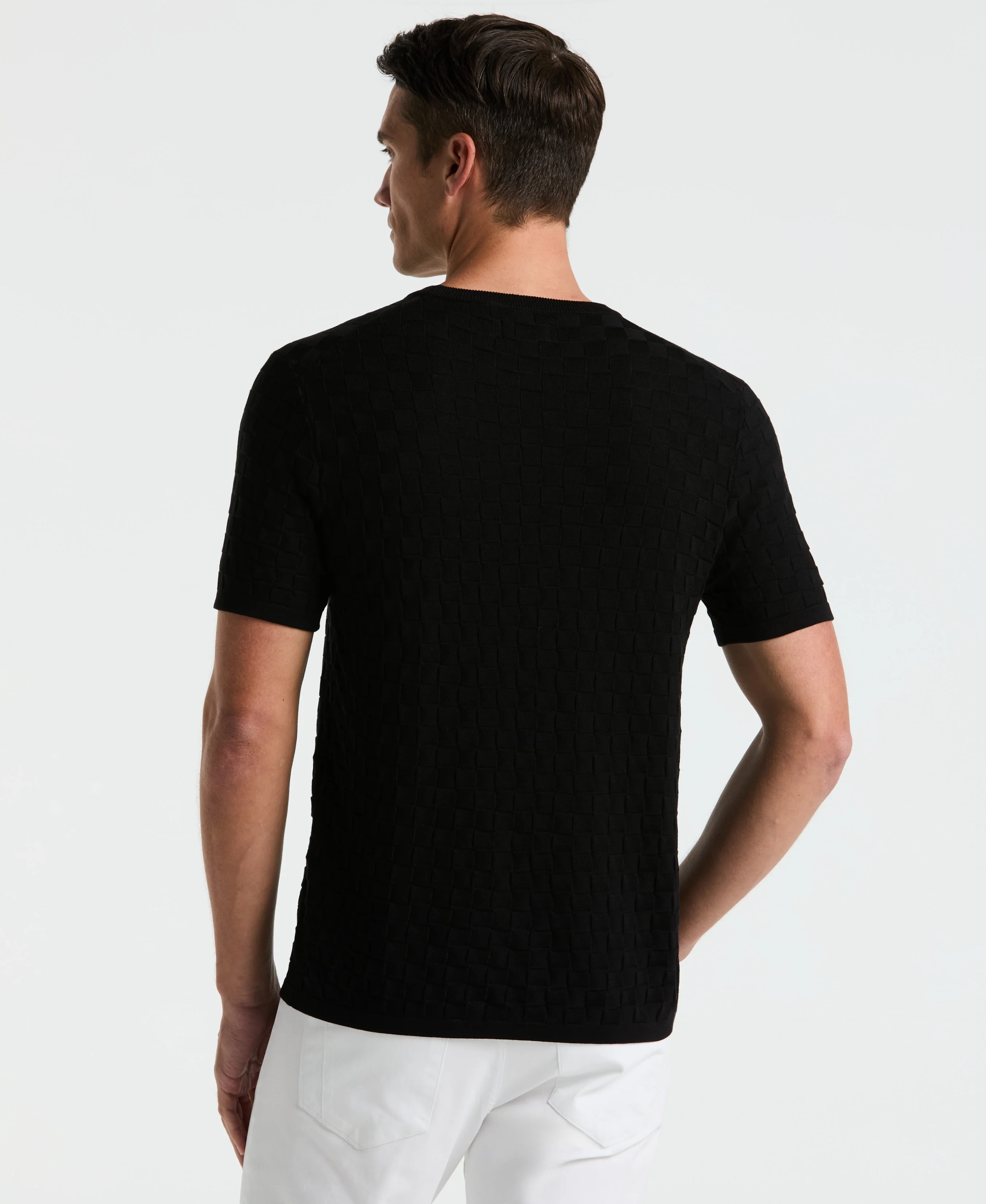 Square Pattern Crew Neck Sweater Tee