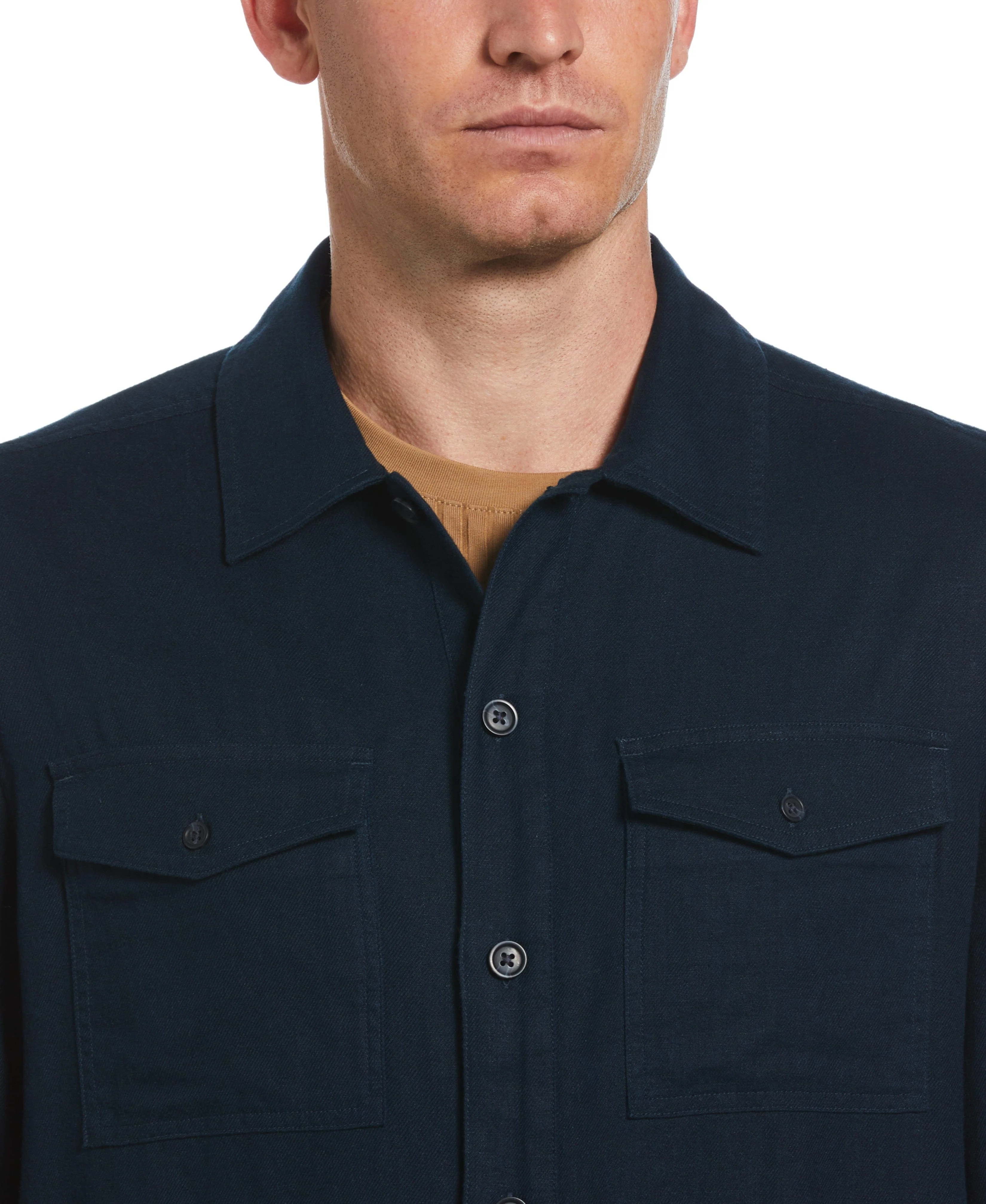 Slim Fit Solid Twill Button Down Shirt