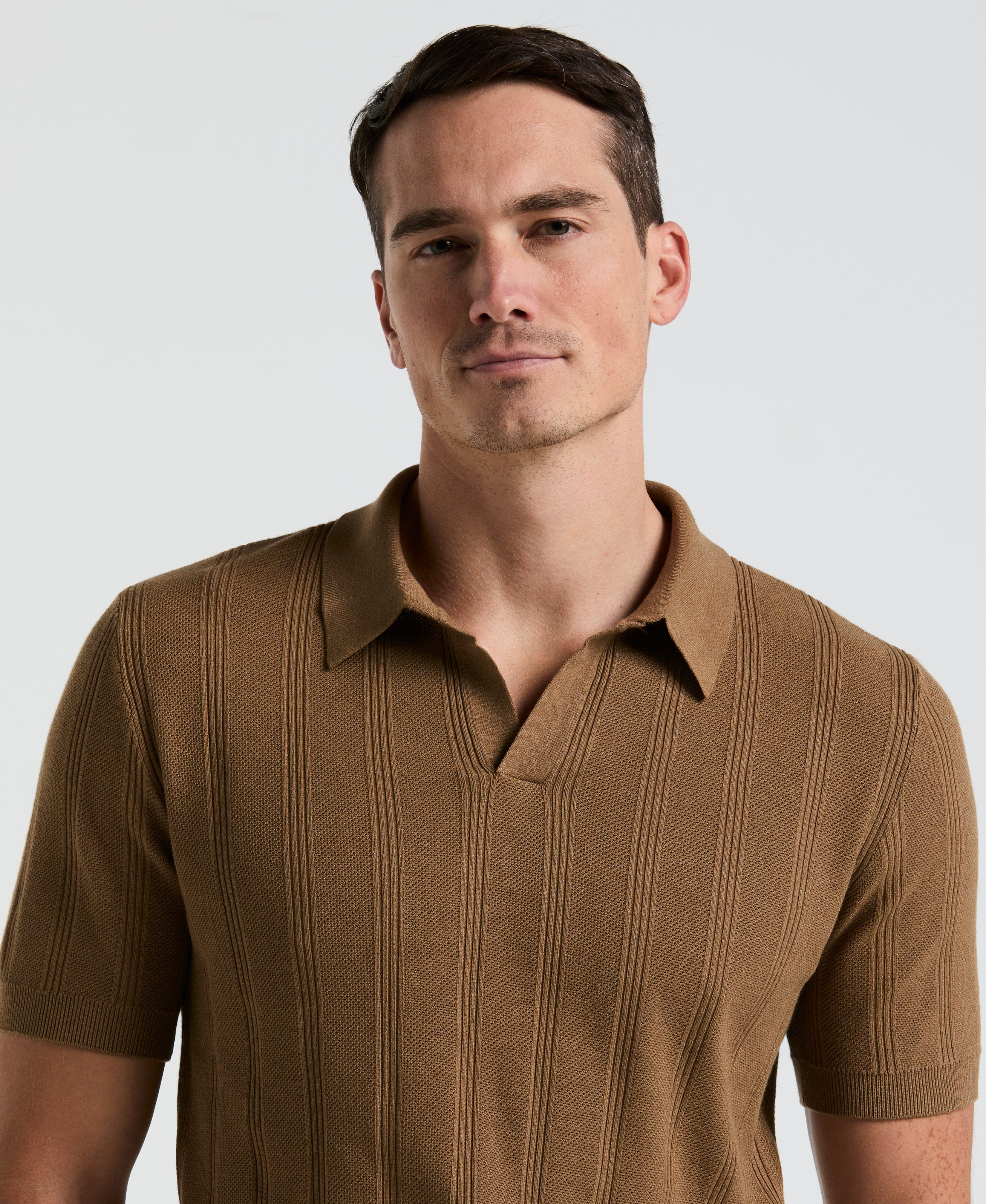 Mesh Stripe Sweater Polo