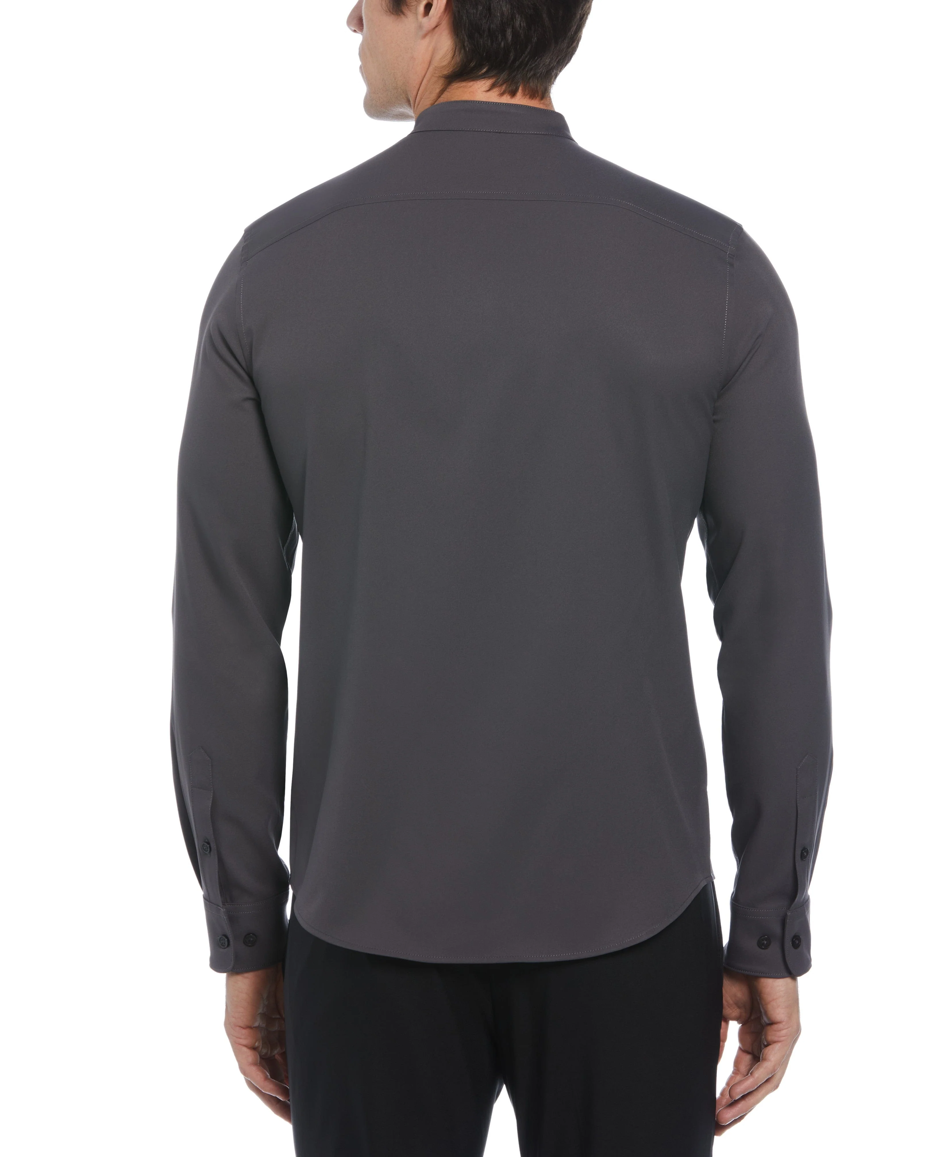 Untucked Total Stretch Slim Fit Banded Collar Shirt - Gray
