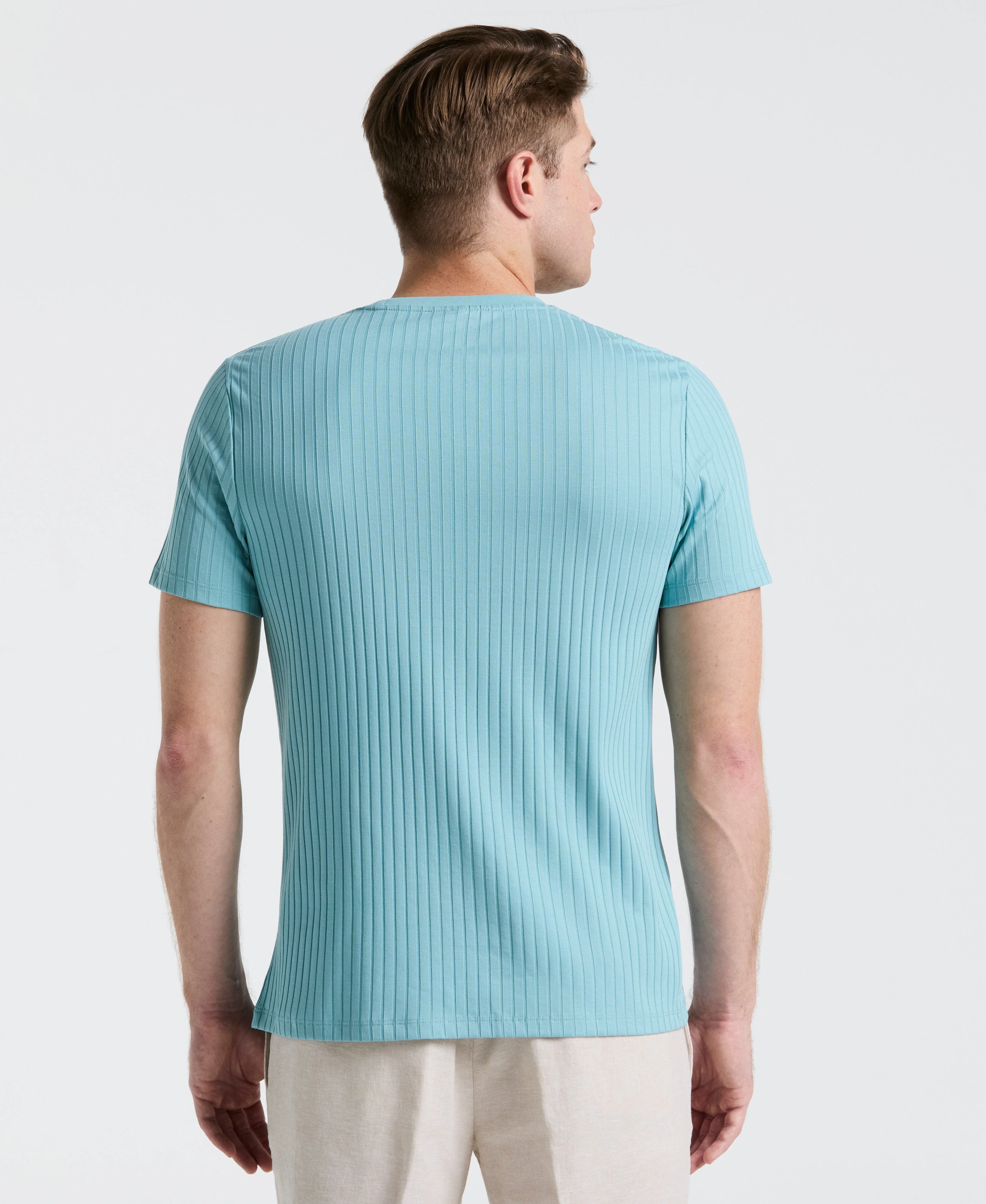 Rib Knit Crew Neck Tee