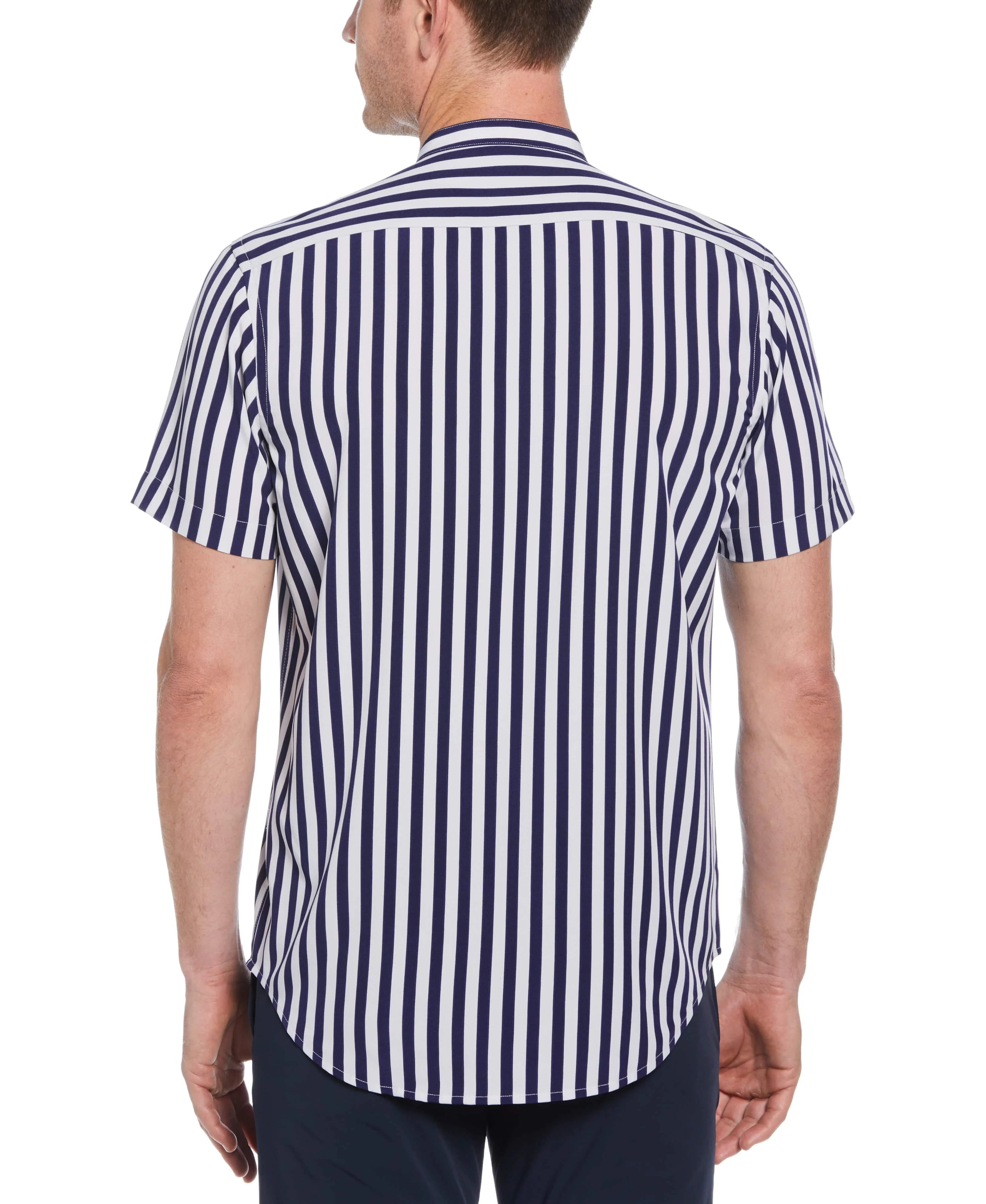 Slim Fit Single Stripe Banded Collar Shirt