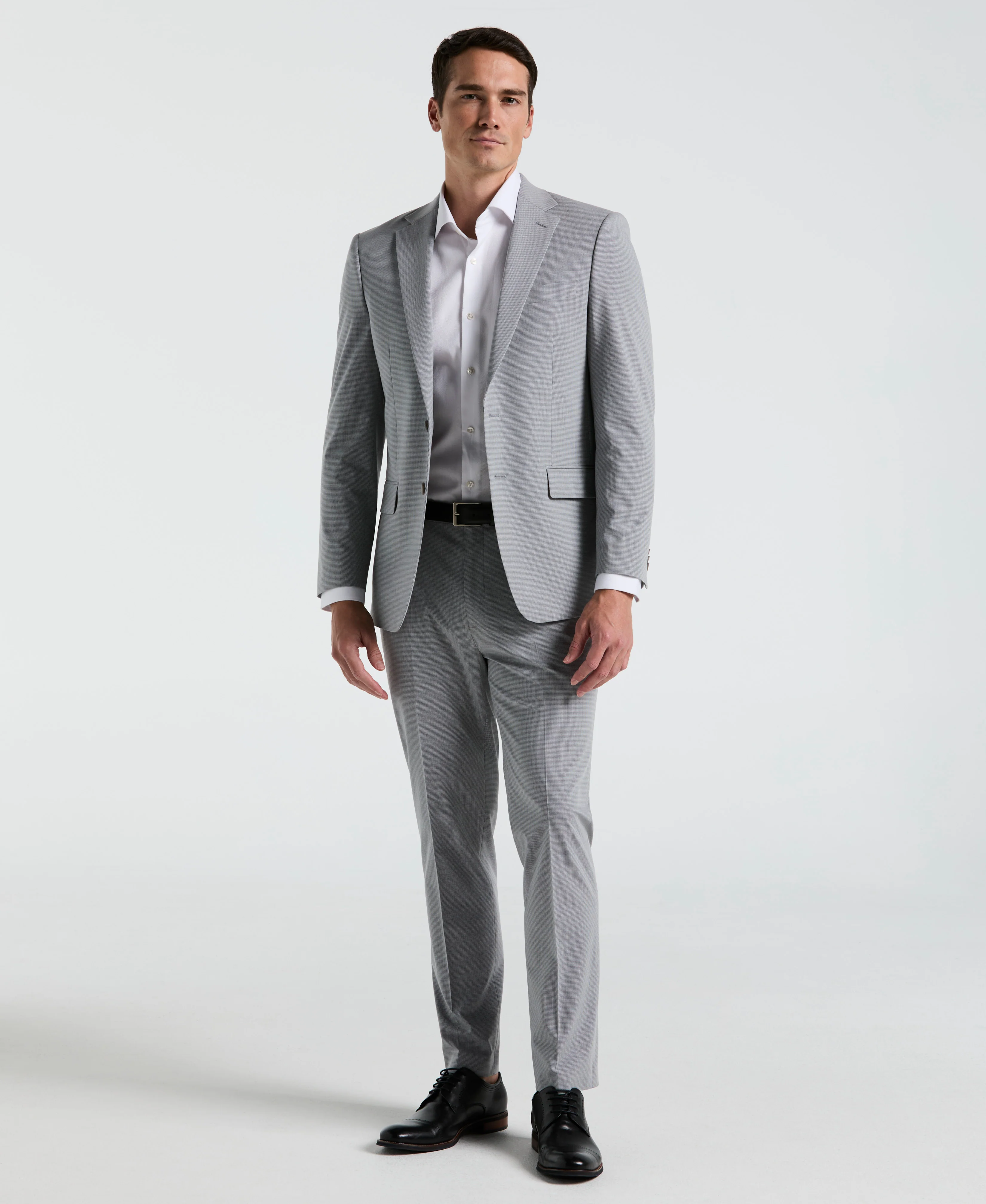 Slim Fit Mini Grid Pattern Suit Jacket