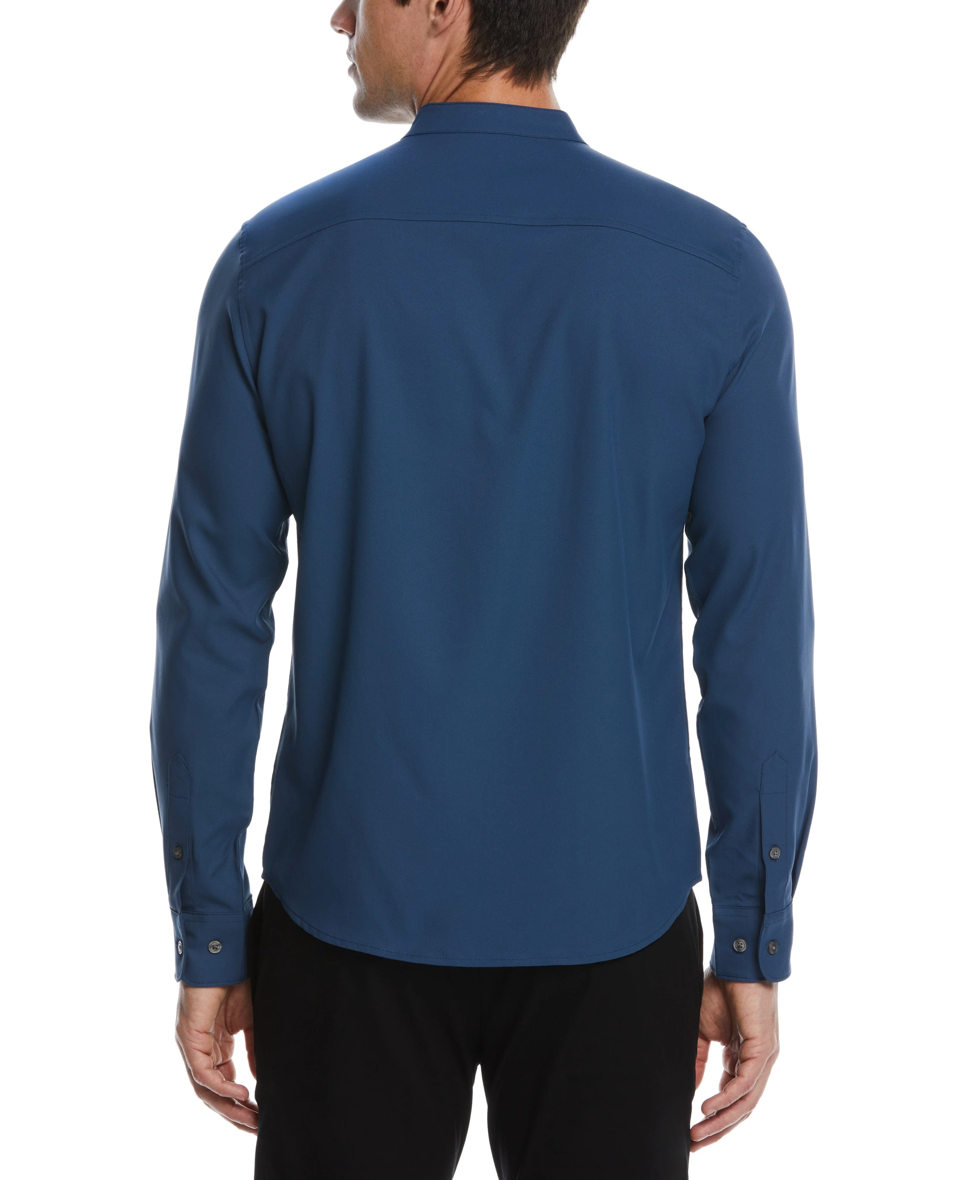 Untucked Total Stretch Slim Fit Banded Collar Shirt - Blue