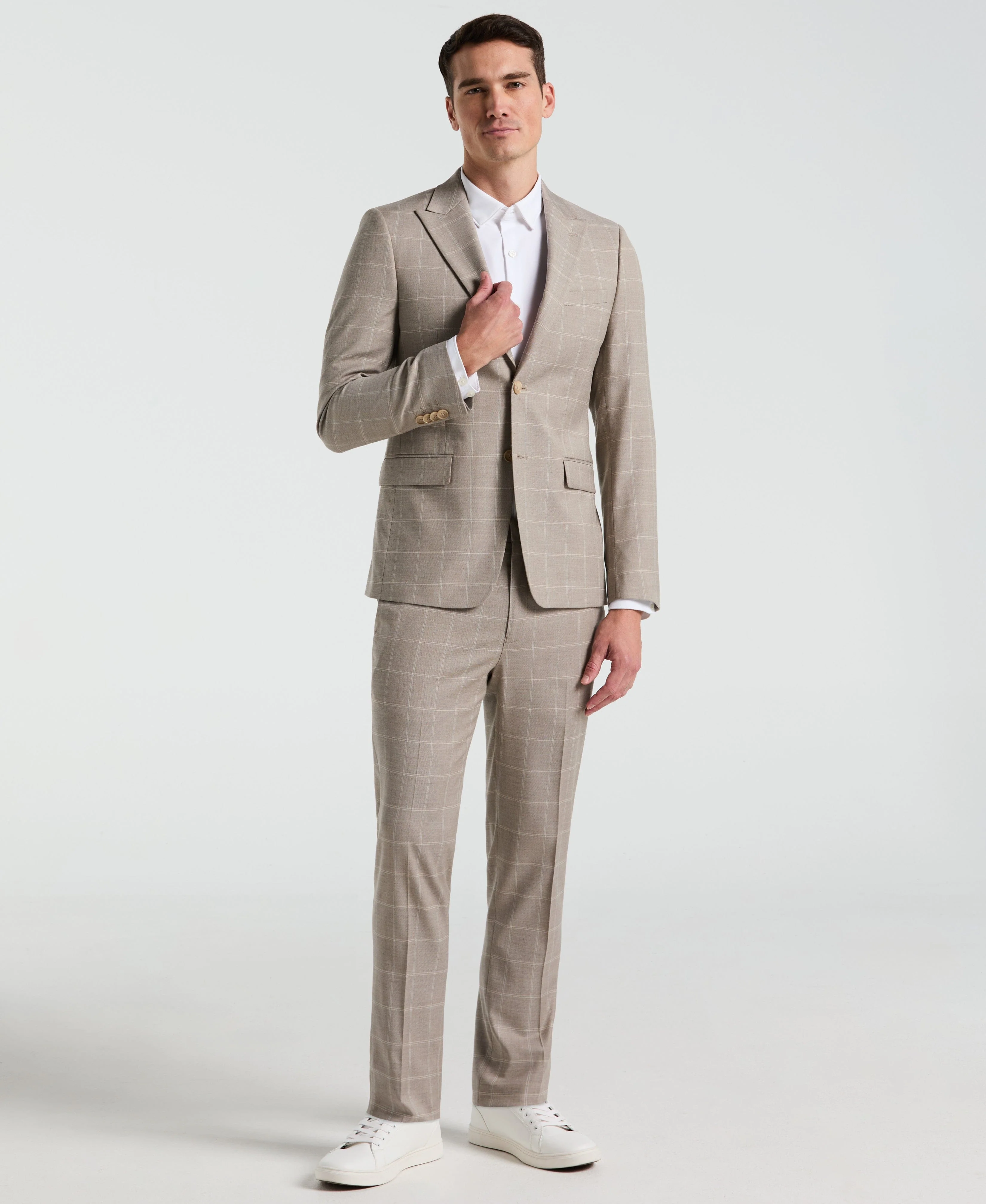 Skinny Fit Windowpane Pattern Suit Jacket