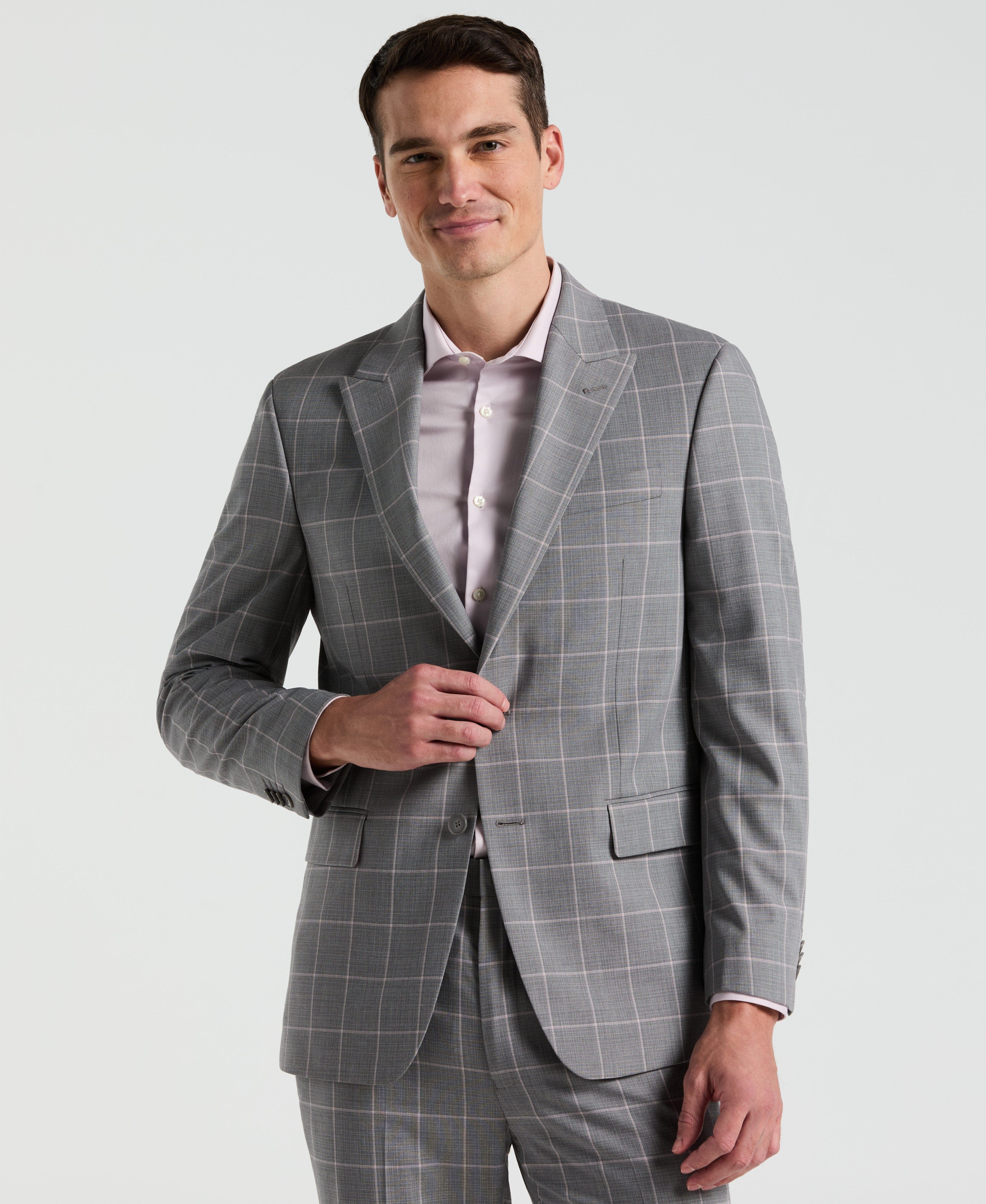 Slim Fit Windowpane Pattern Suit Jacket