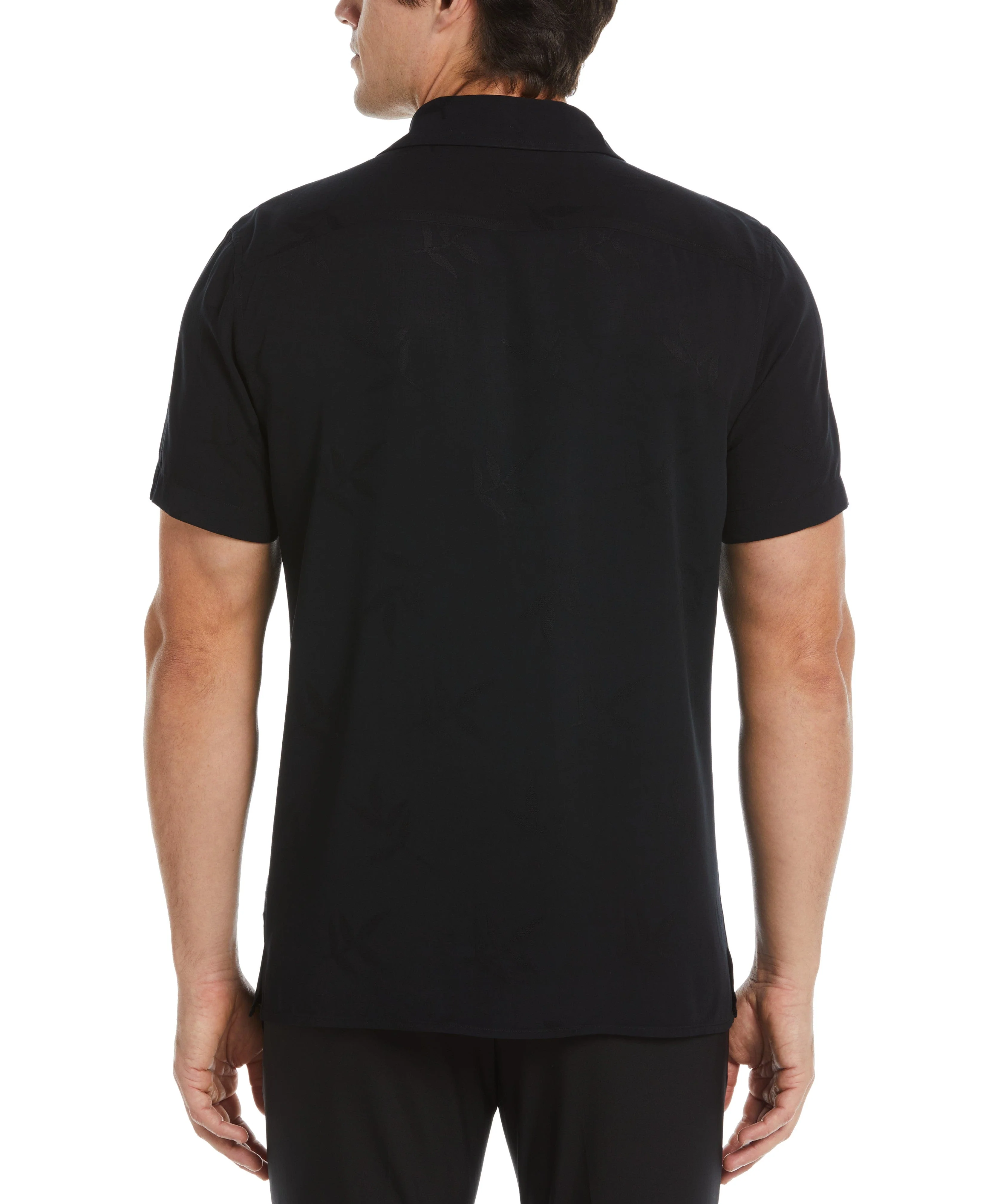 Jacquard Floral Print Camp Shirt