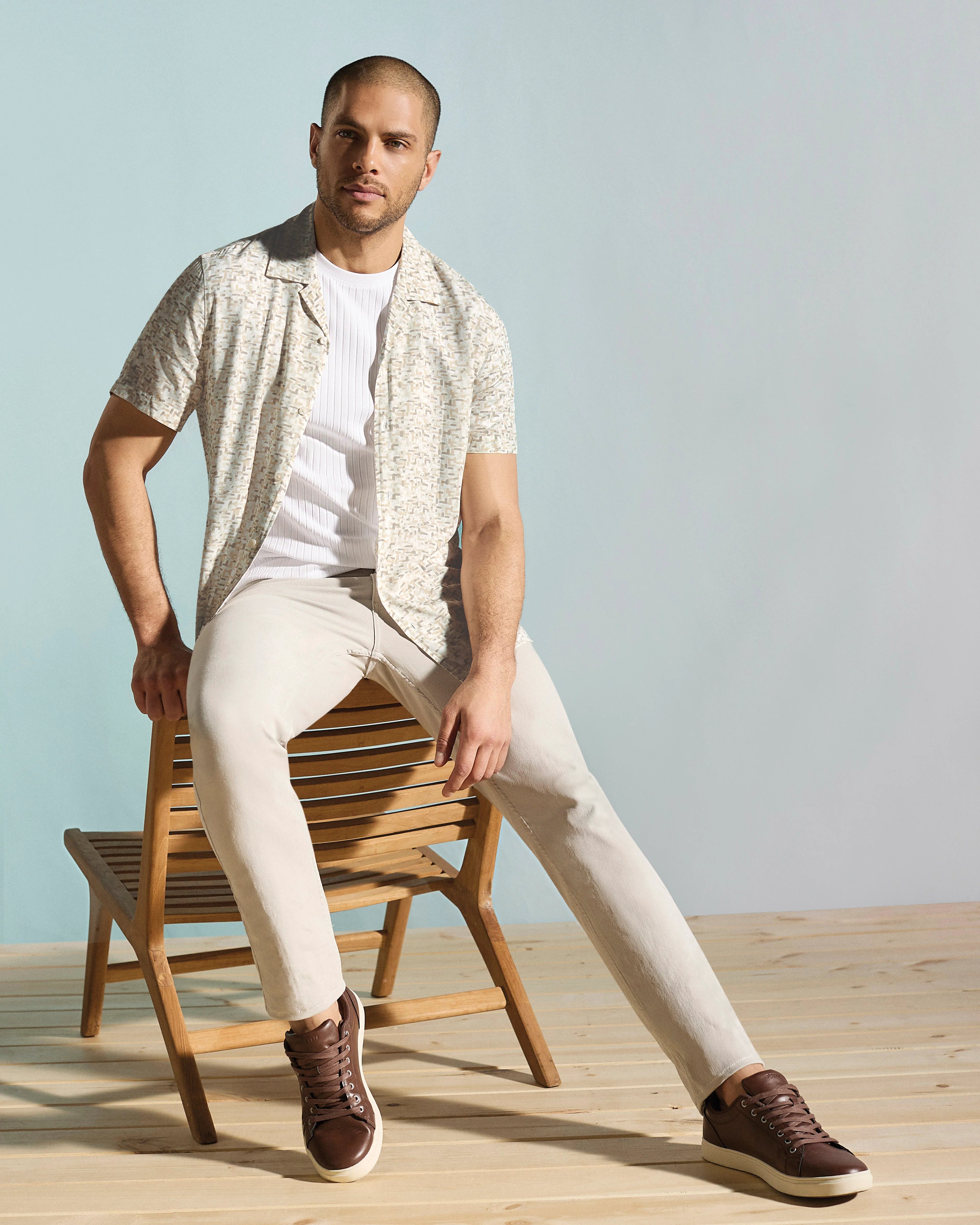 EcoVero™ Brushstroke Print Camp Collar Shirt