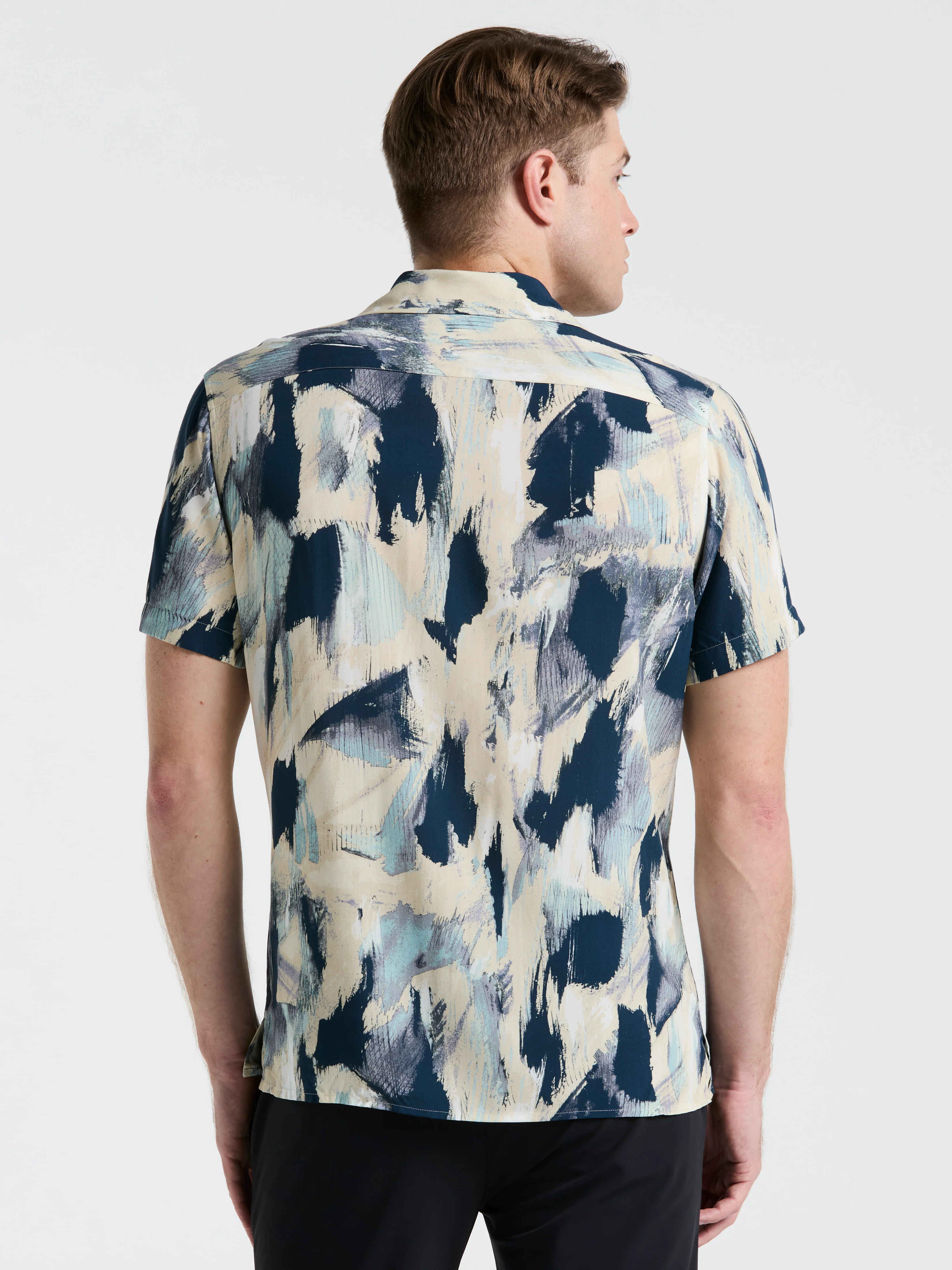 EcoVero™ Abstract Print Camp Collar Shirt