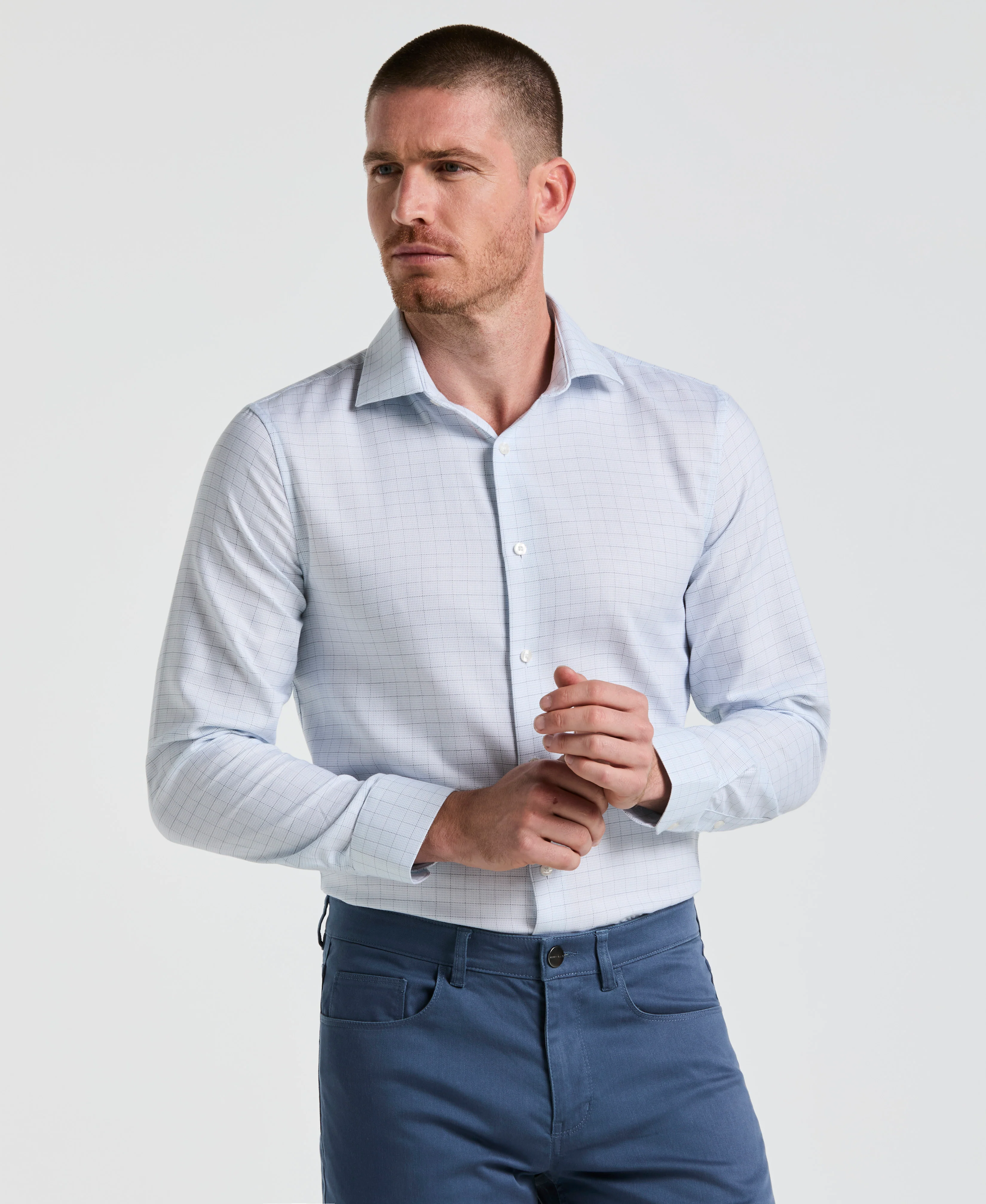 Stretch Checkered Dress Shirt