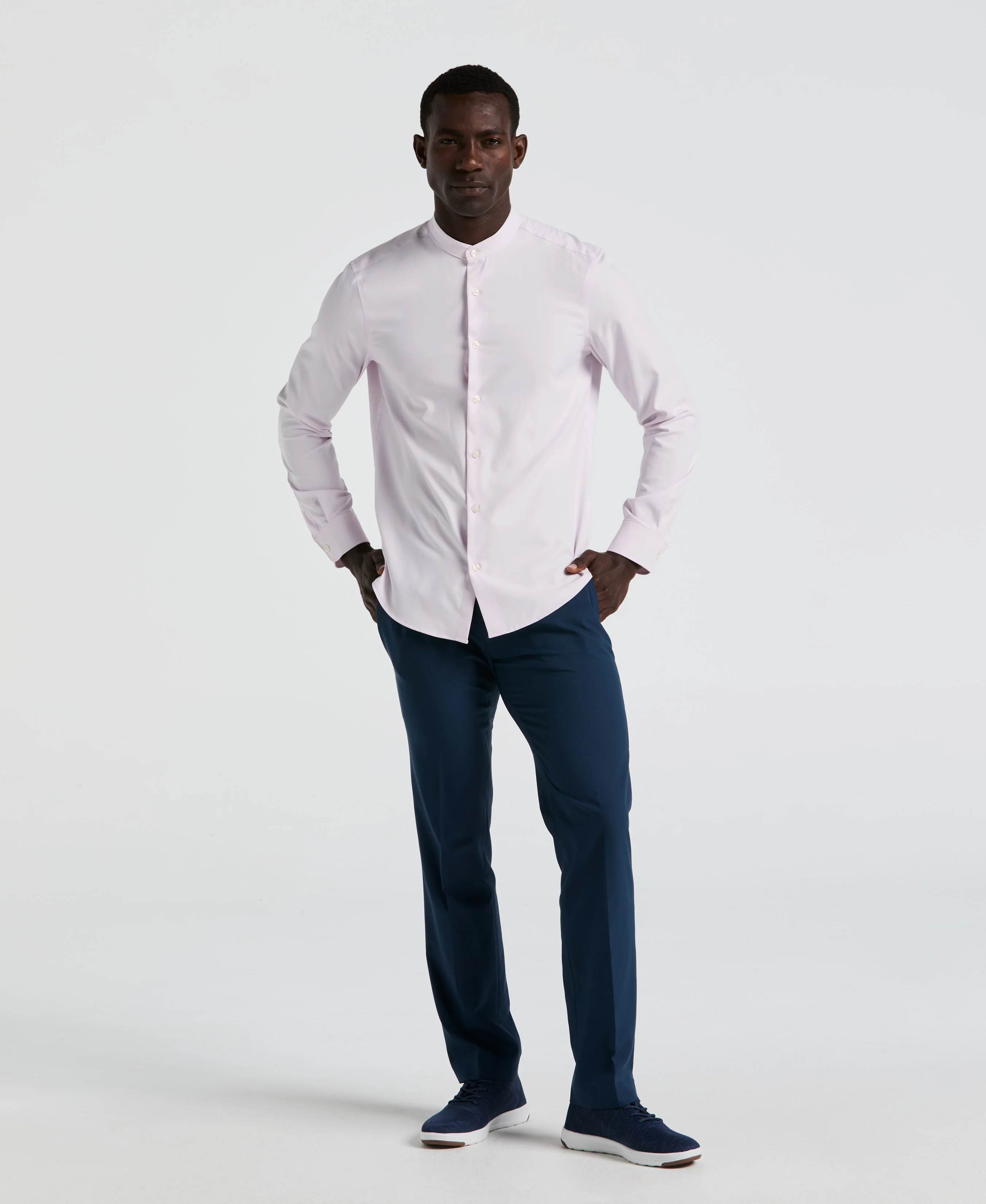 Untucked Total Stretch Slim Fit Banded Collar Shirt