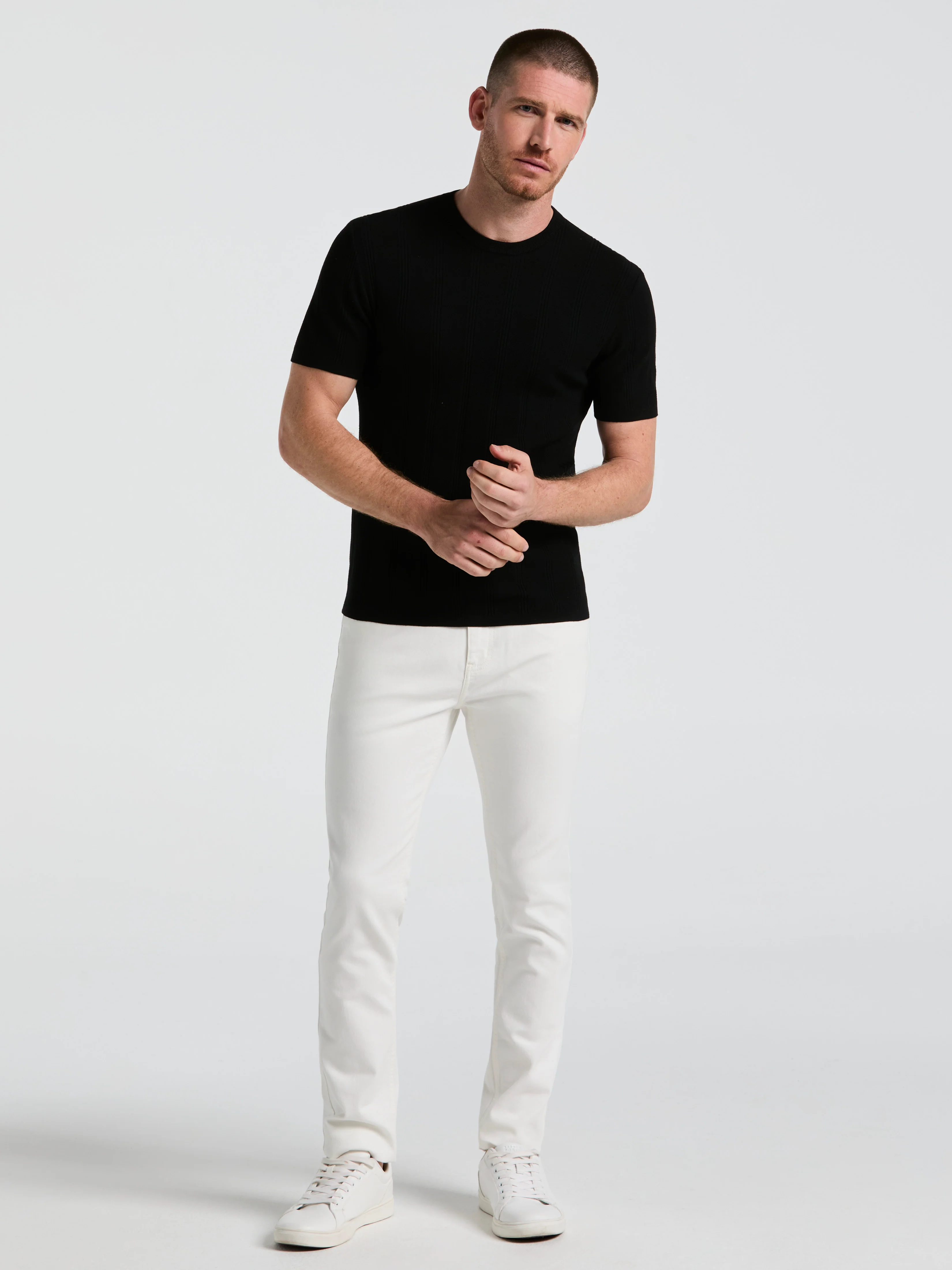 Tech Knit Striped Crew Neck Shirt