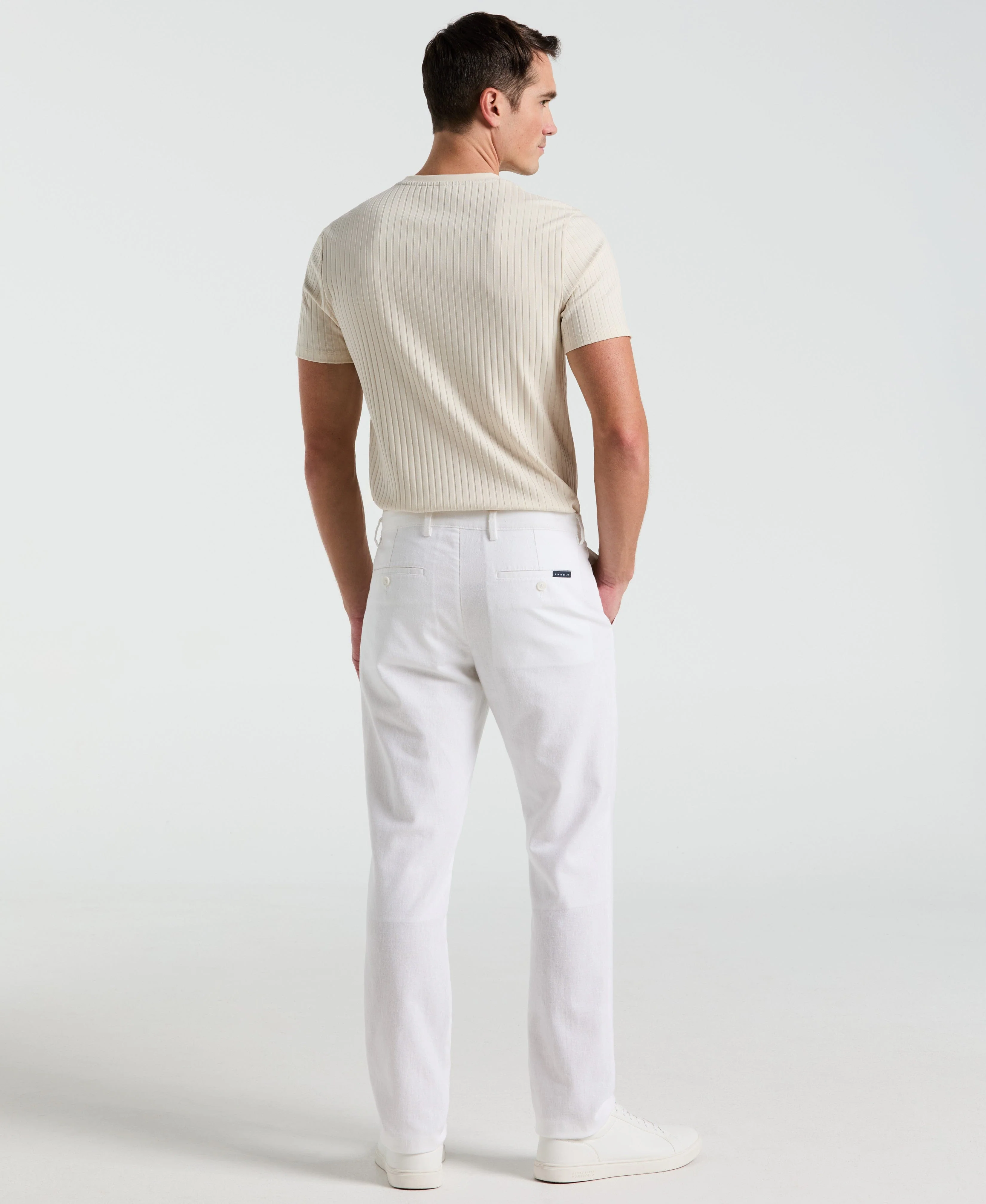 Slim Fit Flat Front Linen Blend Chino Pant
