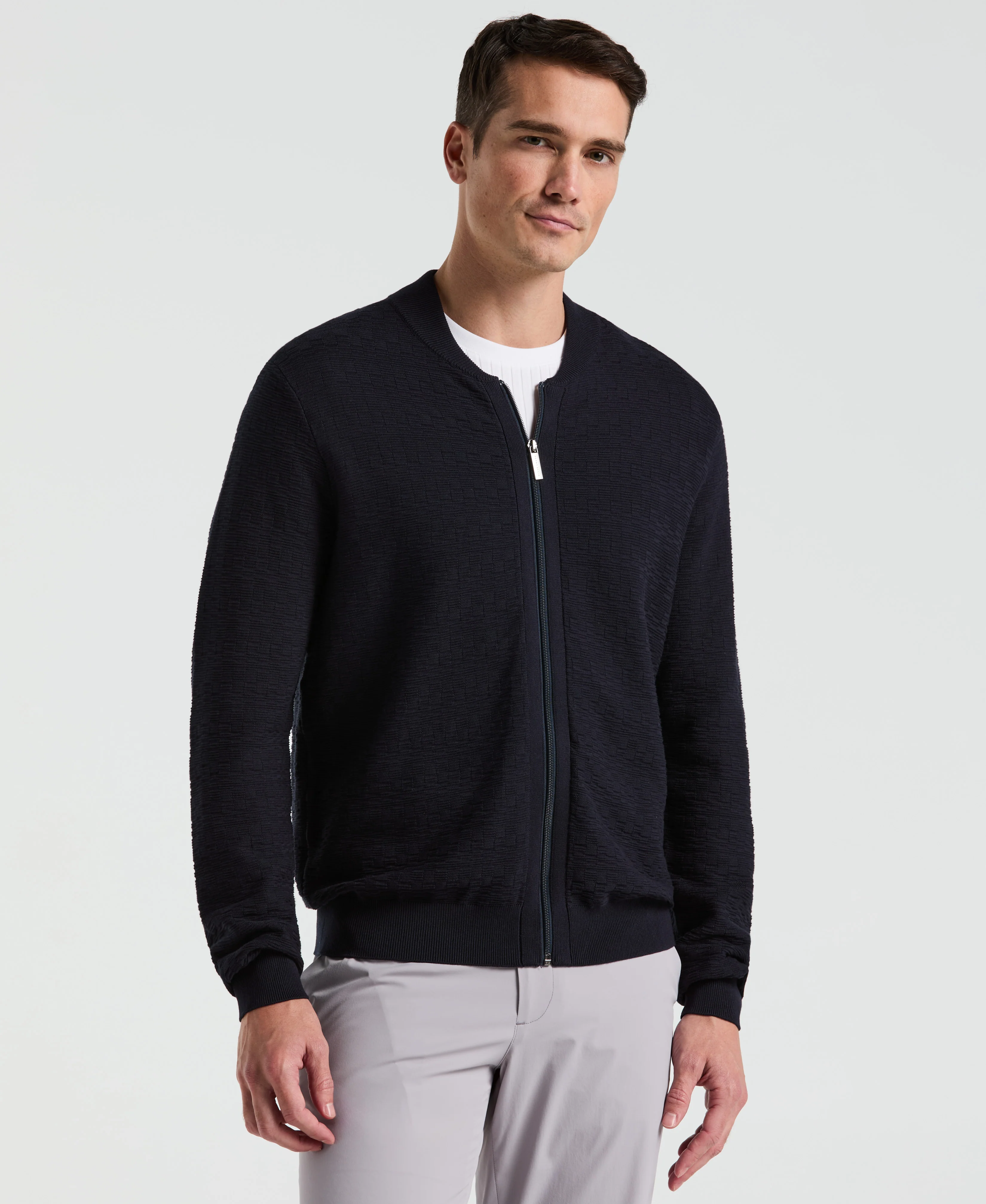 Geometric Jacquard Bomber Jacket