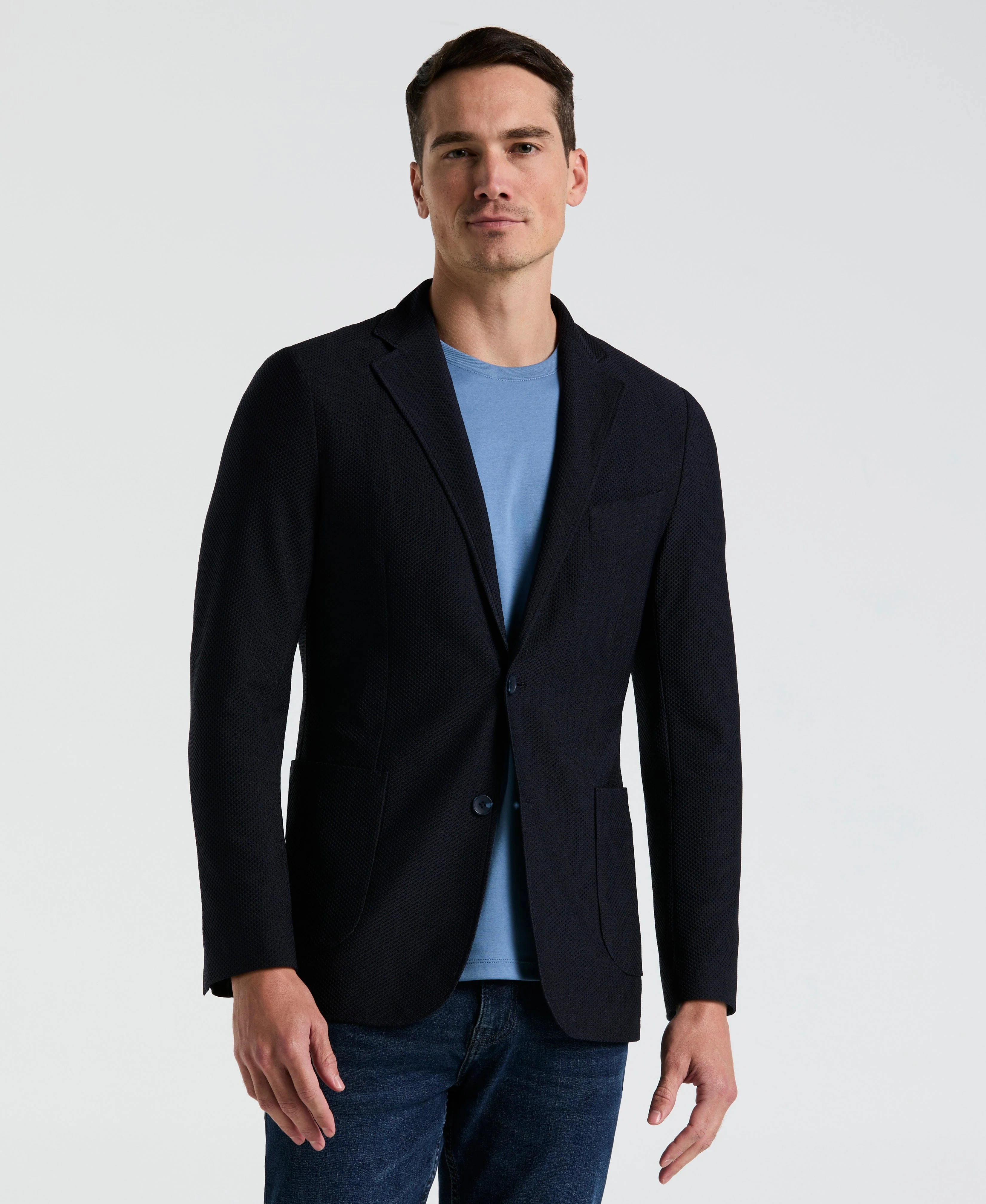 Slim Fit Solid Knit Blazer