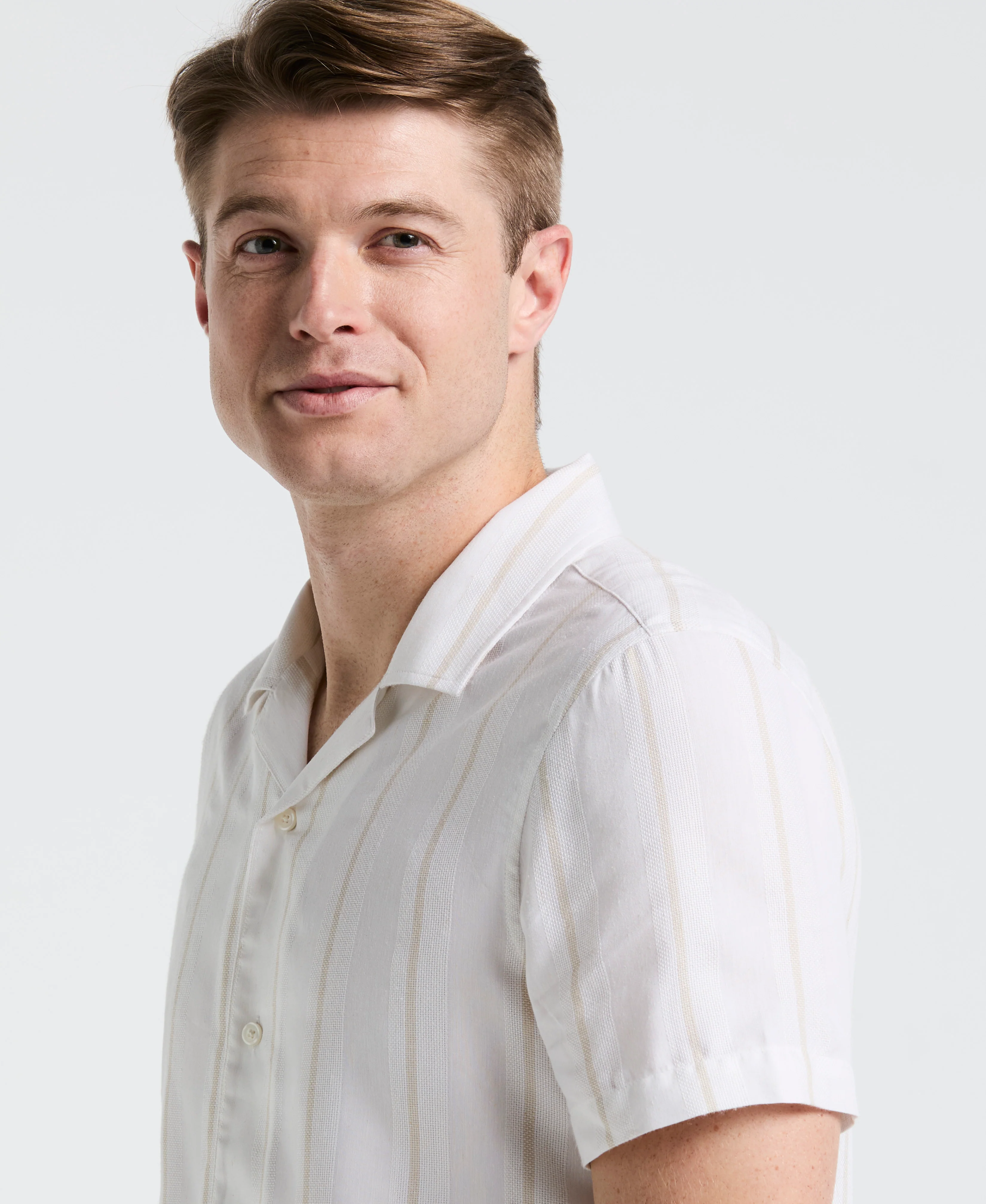 EcoVero™ Striped Camp Collar Shirt