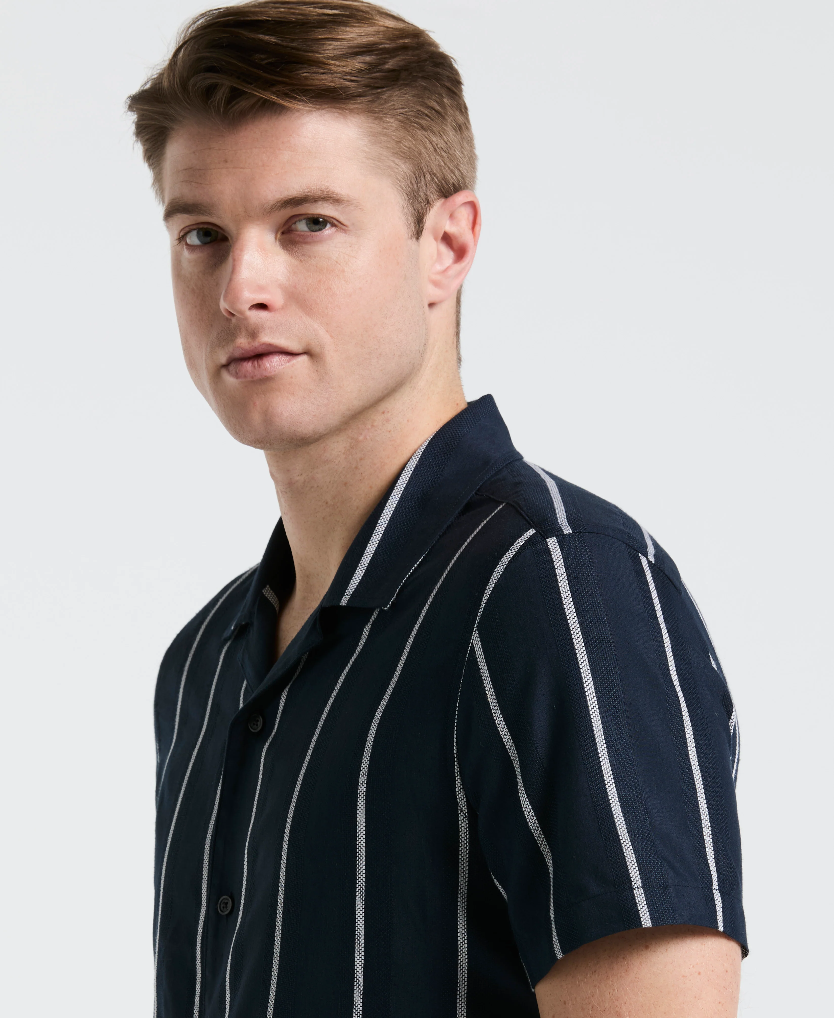 EcoVero™ Striped Camp Collar Shirt