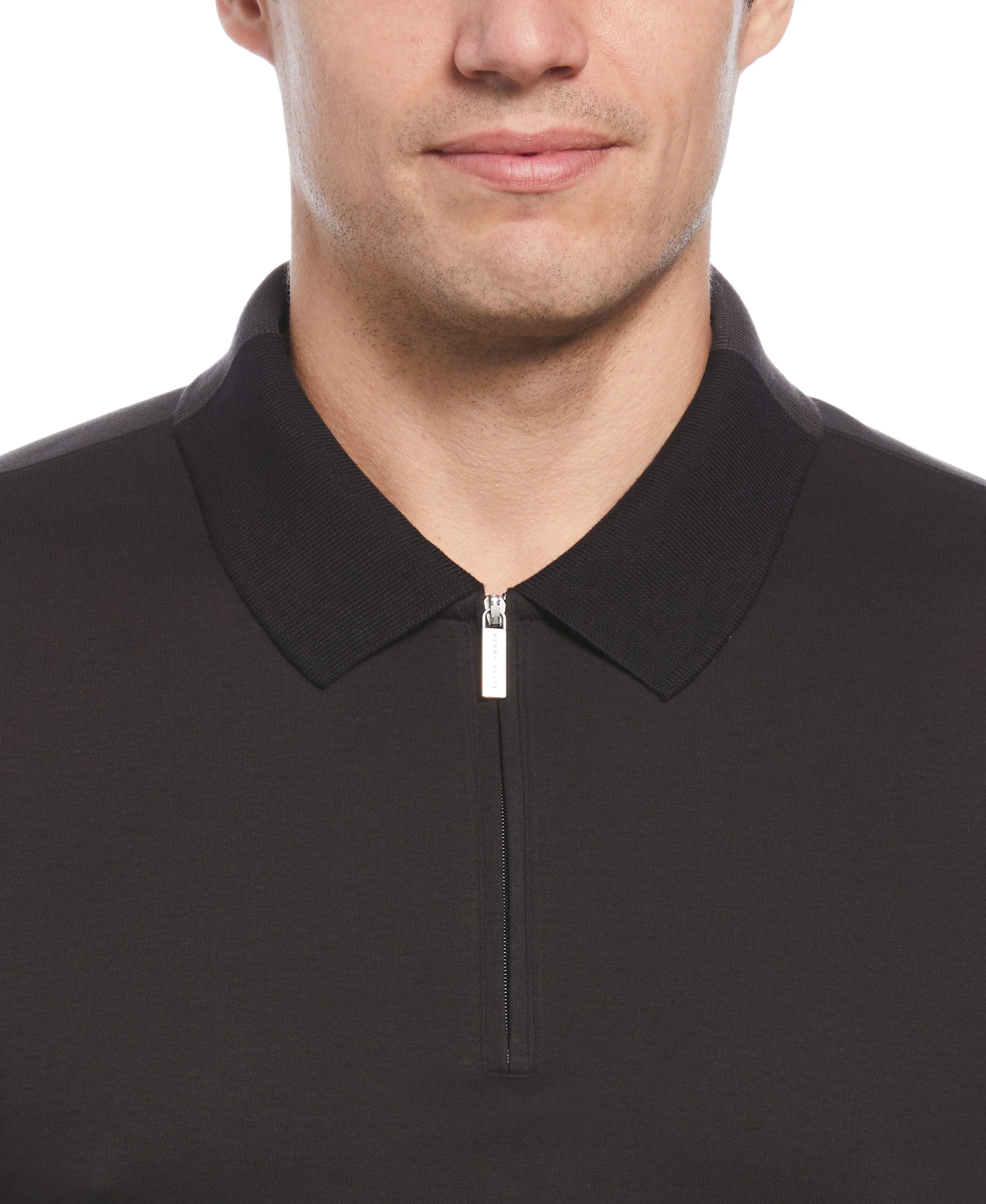 Split Black Zip Polo