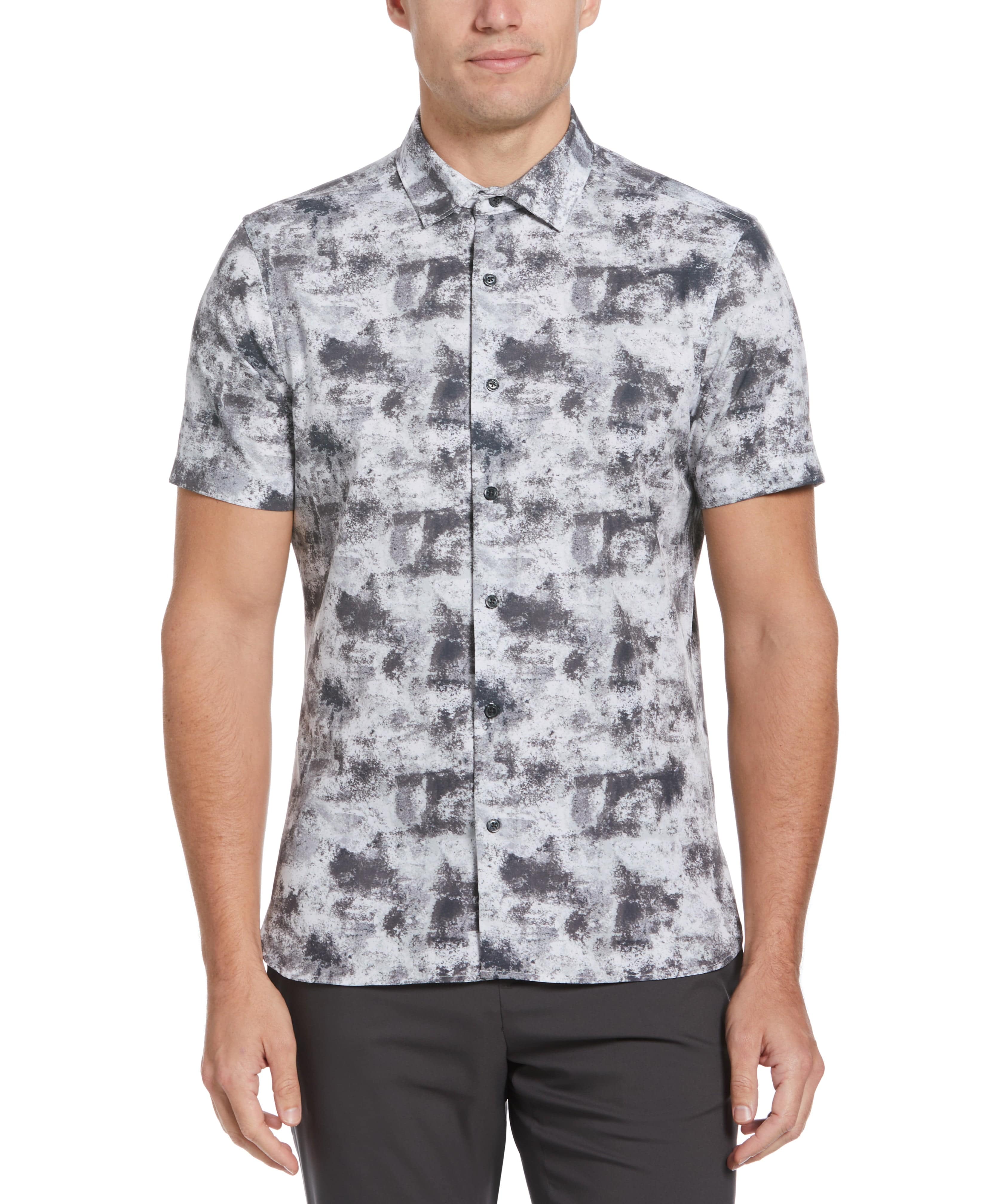 Total Stretch Slim Fit Marble Print Shirt