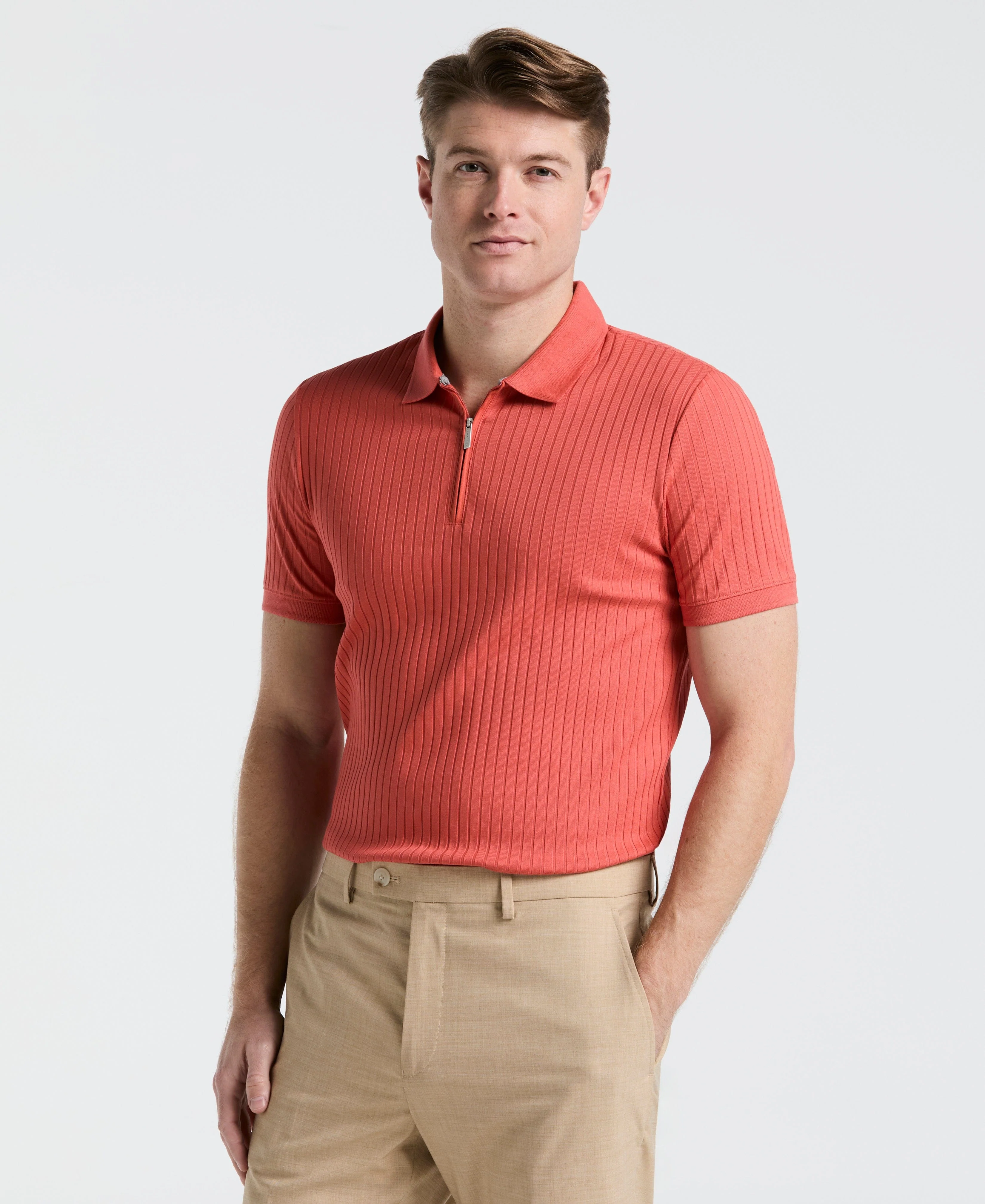 Quarter Zip Ribbed Polo