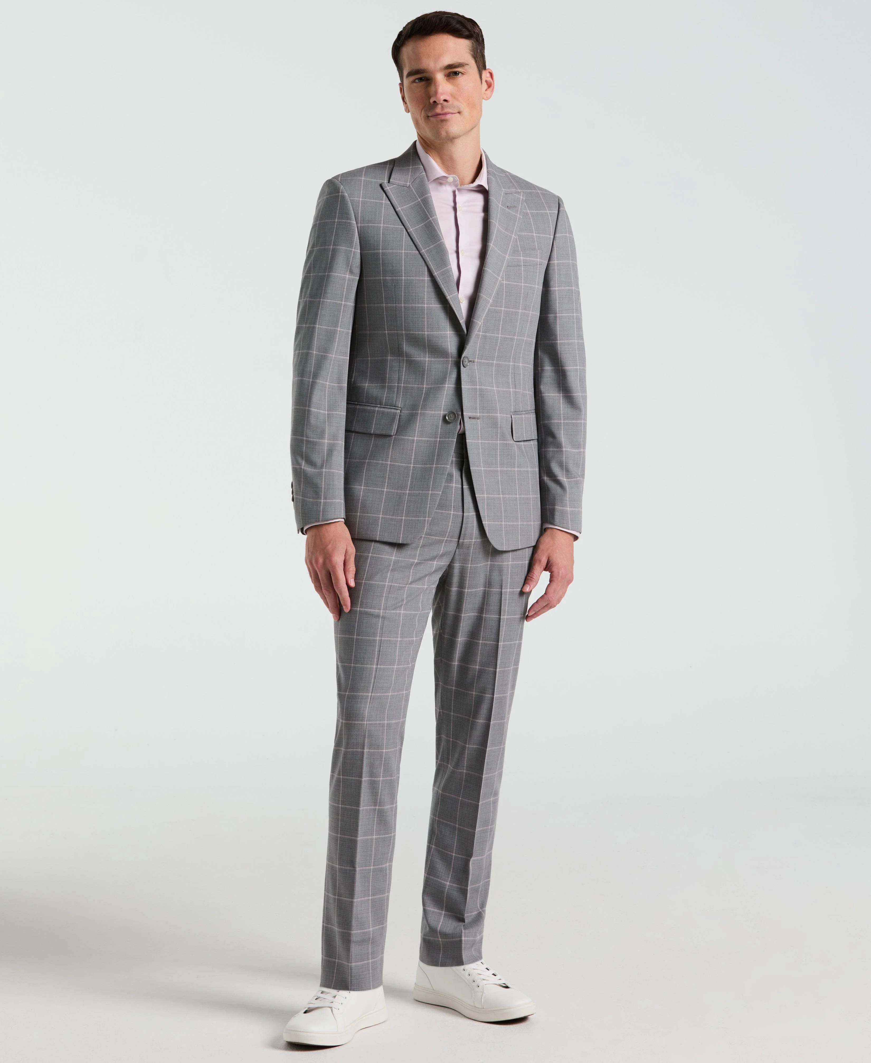 Slim Fit Windowpane Pattern Suit Jacket