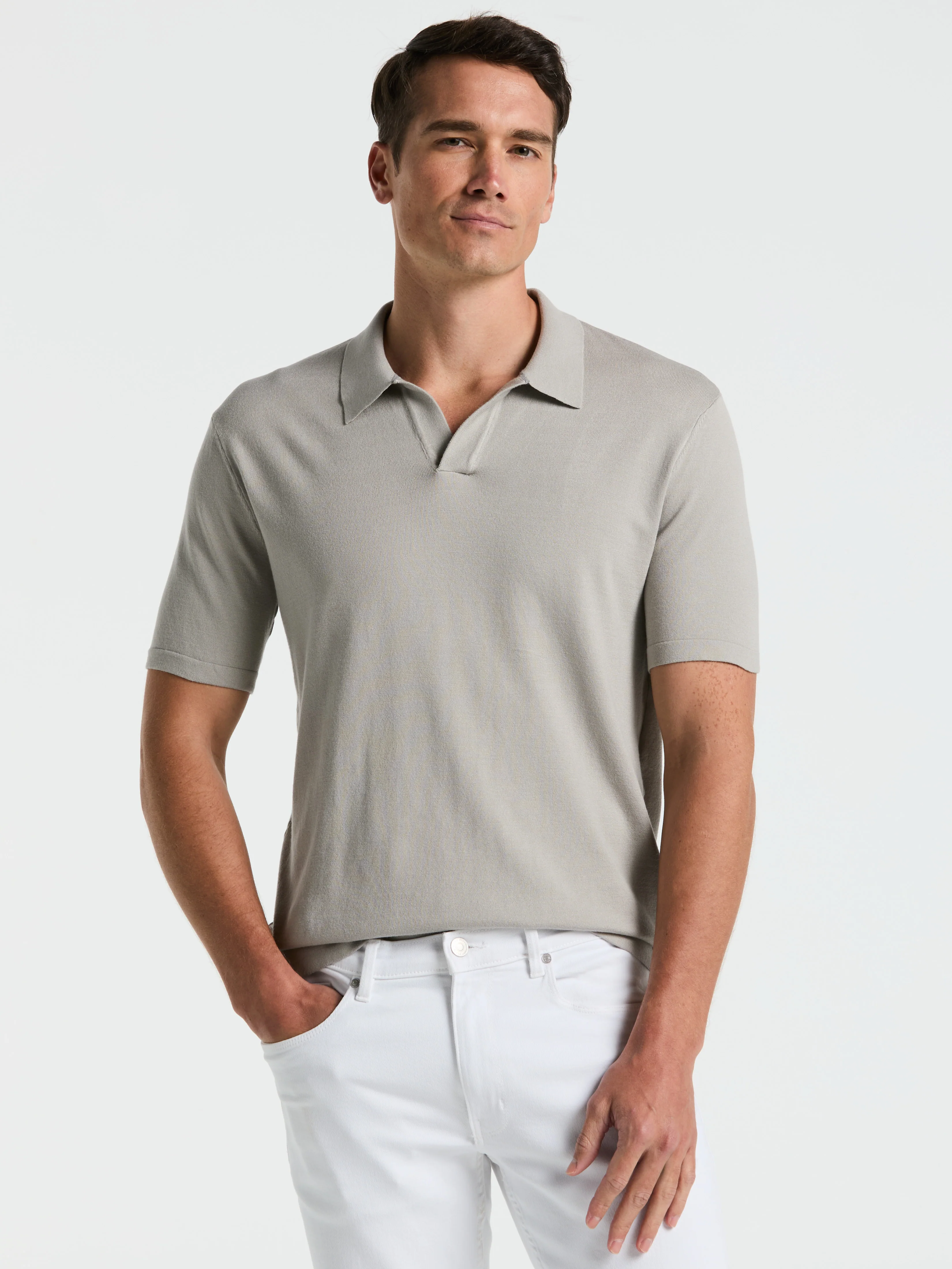 Tech Knit Open Polo Sweater