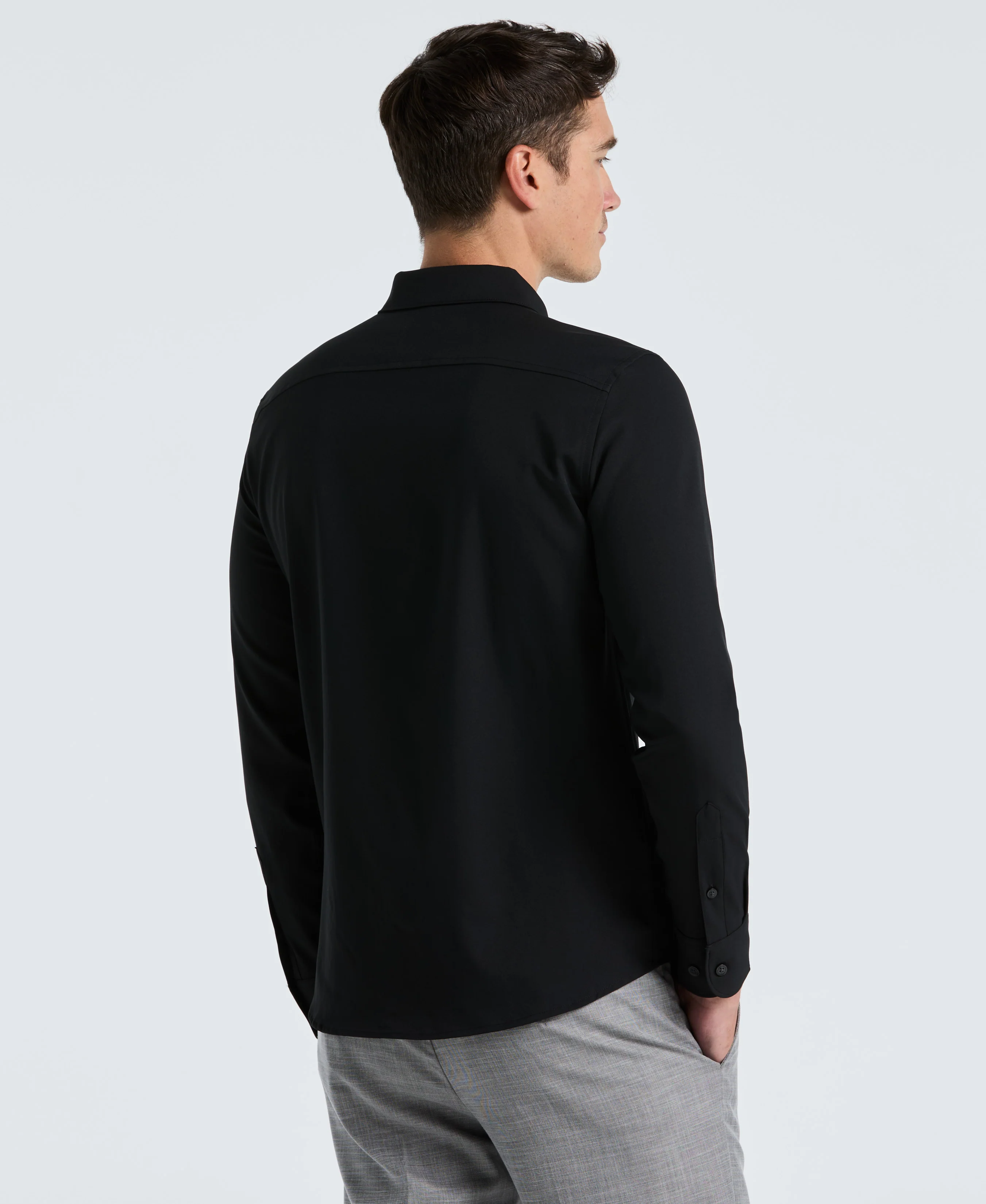 Untucked Total Stretch Slim Fit Solid Shirt - Black