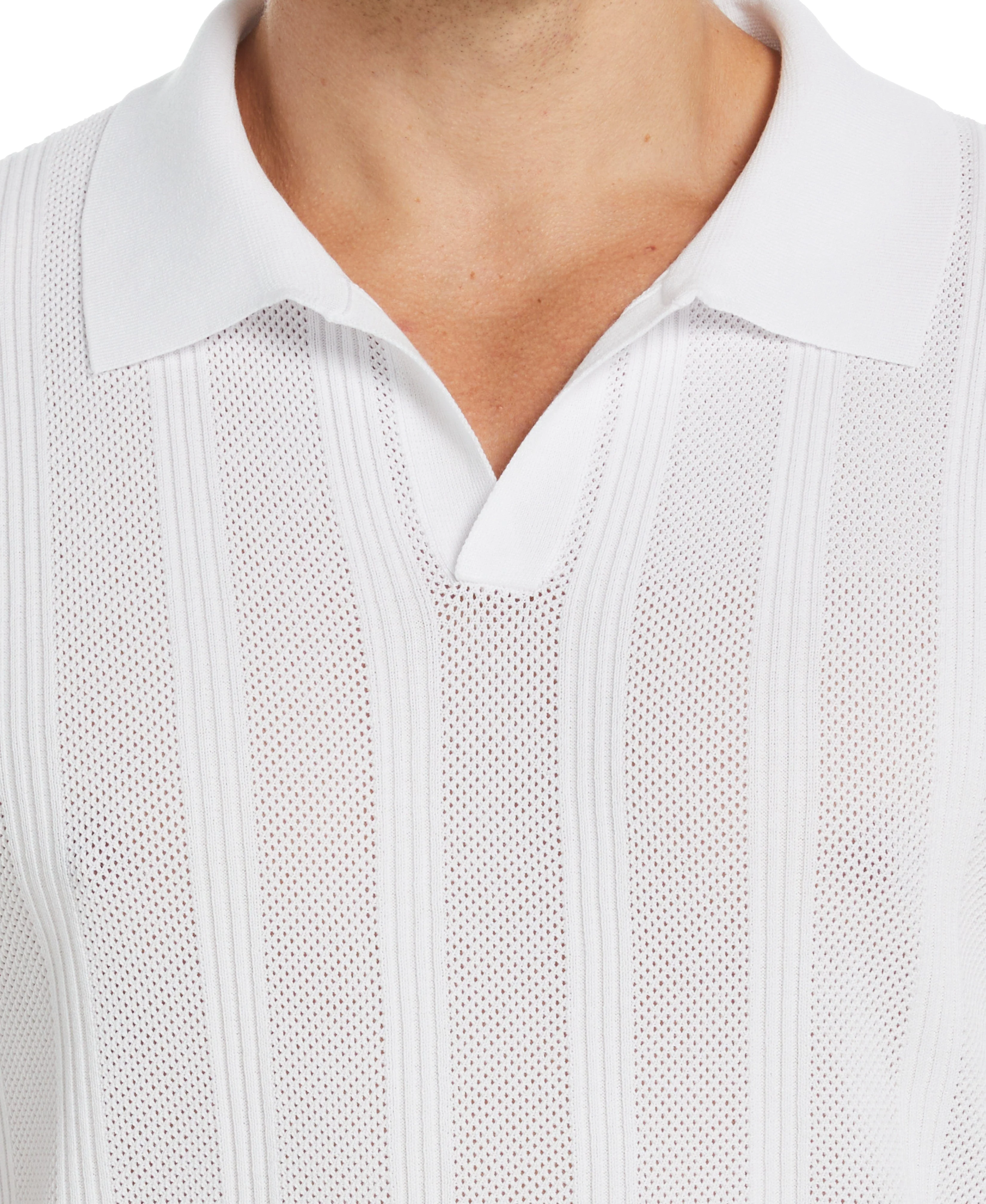 Mesh Stripe Sweater Polo