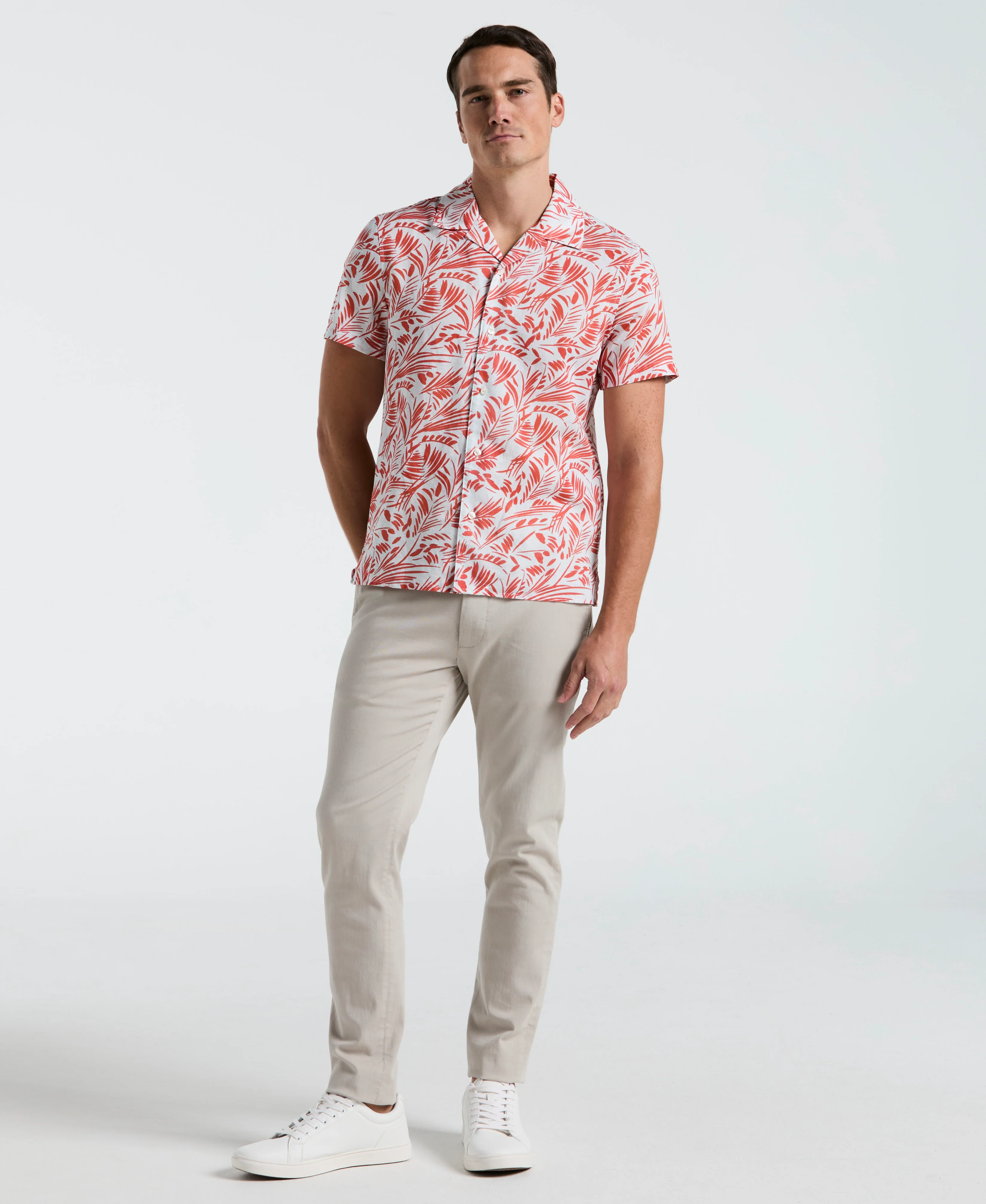 Linen Abstract Leaf Print Shirt