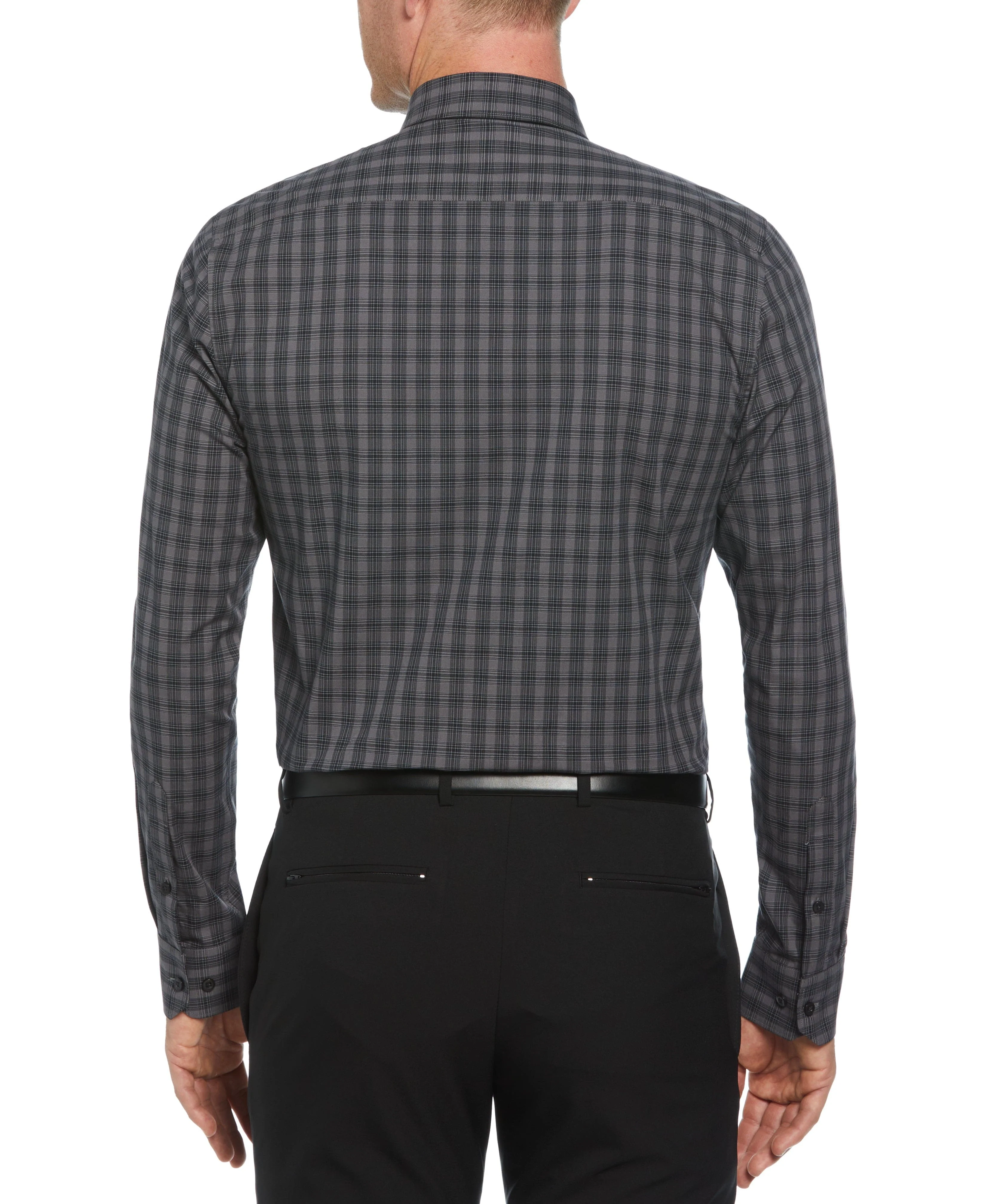 Slim Fit Tonal Checkered Button-Down Plaid Dress Shirt