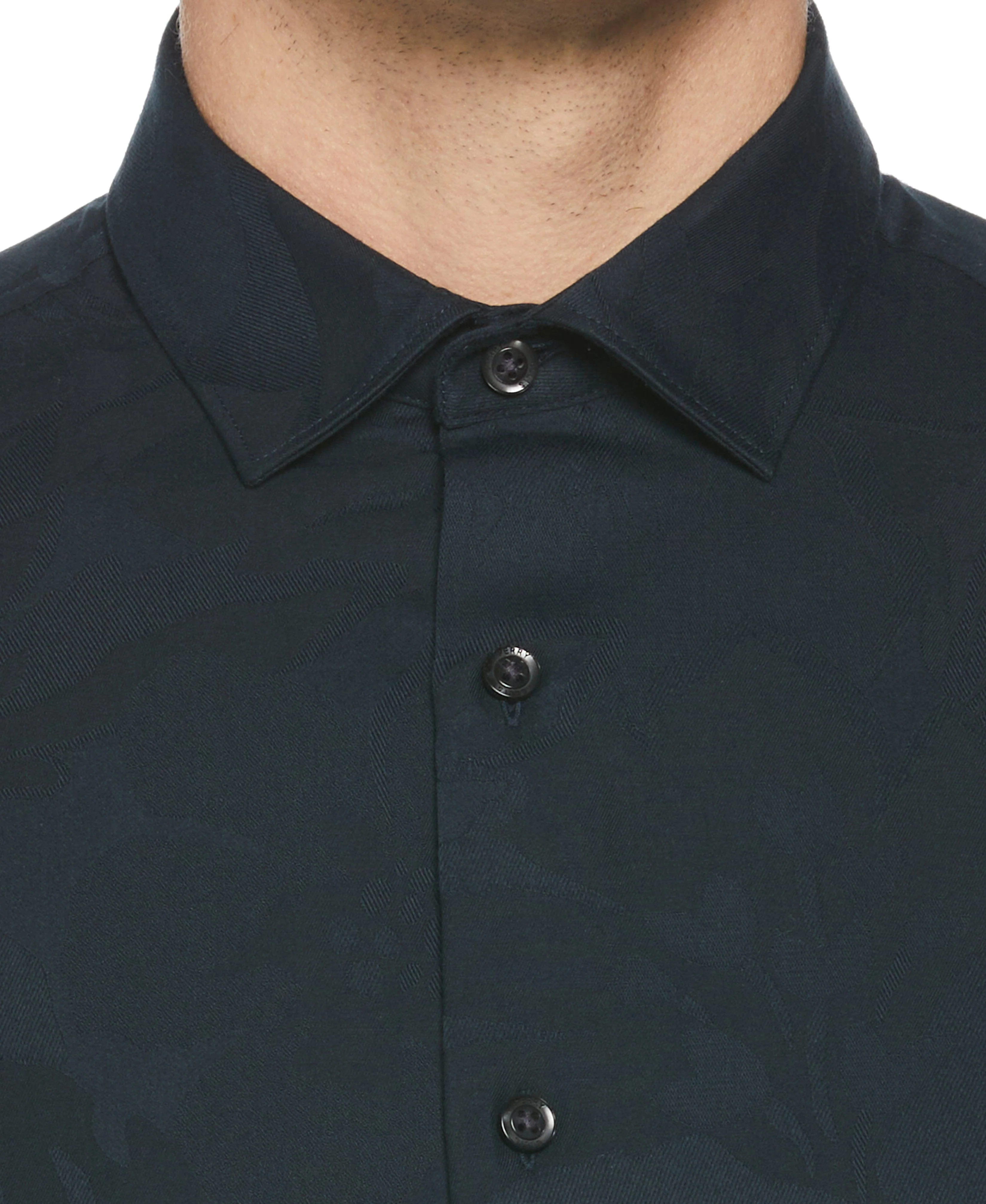 Tonal Floral Print Jacquard Shirt