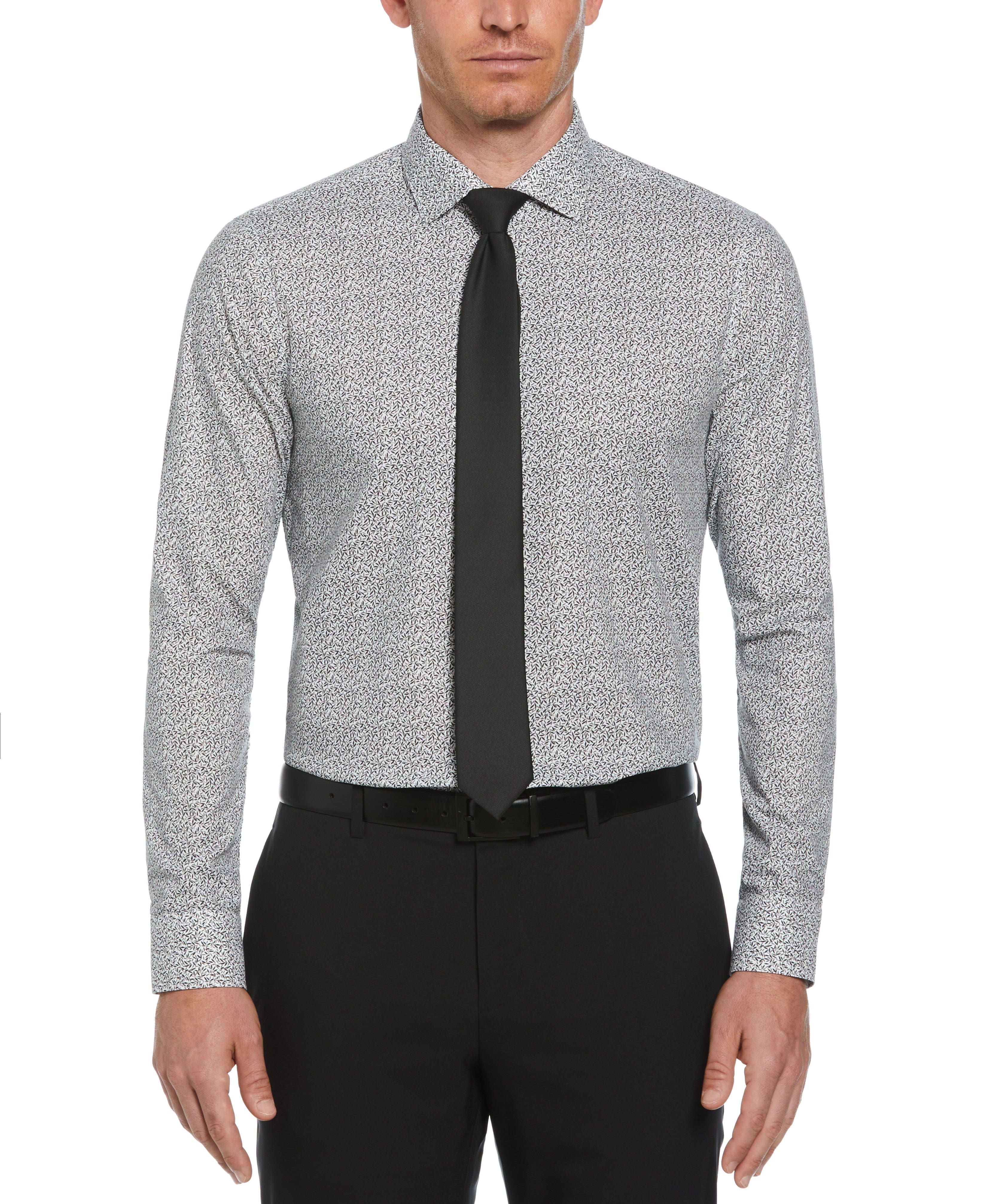 Slim Fit Button-Down Camo Floral Pattern Dress Shirt