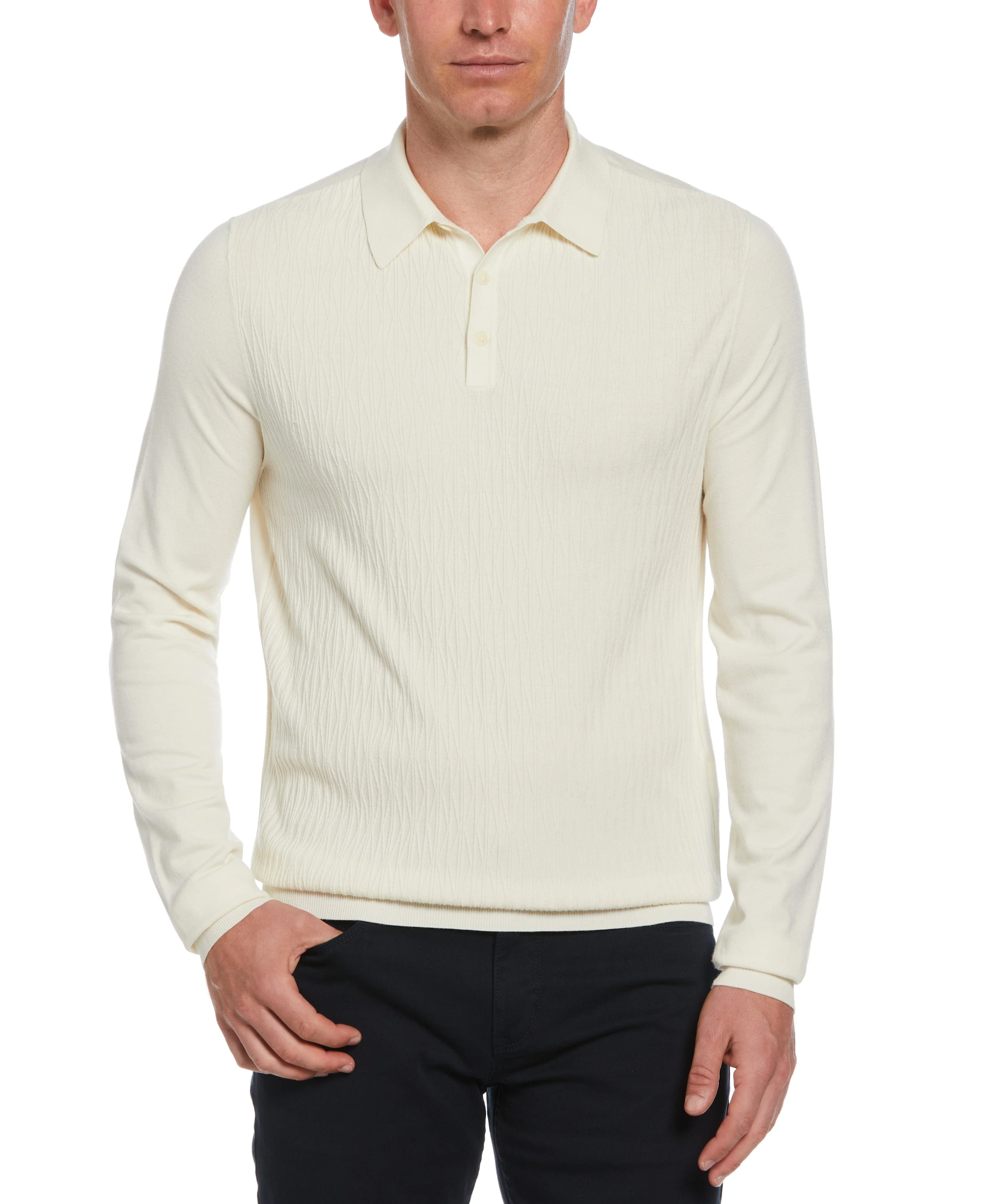 Tech Knit Long Sleeve Line Pattern Polo