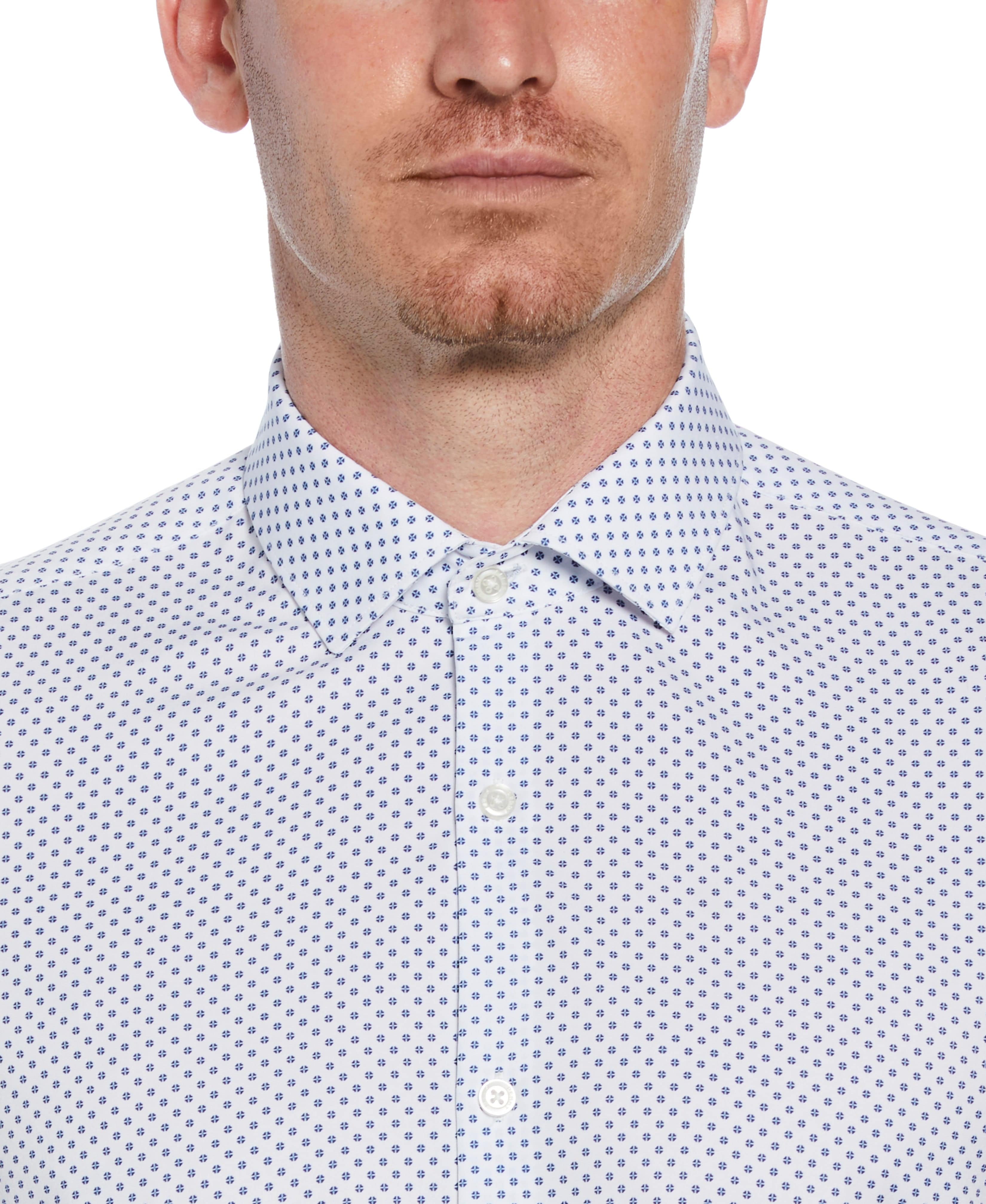 Slim Fit Stretch Button-Down Circle Print Dress Shirt