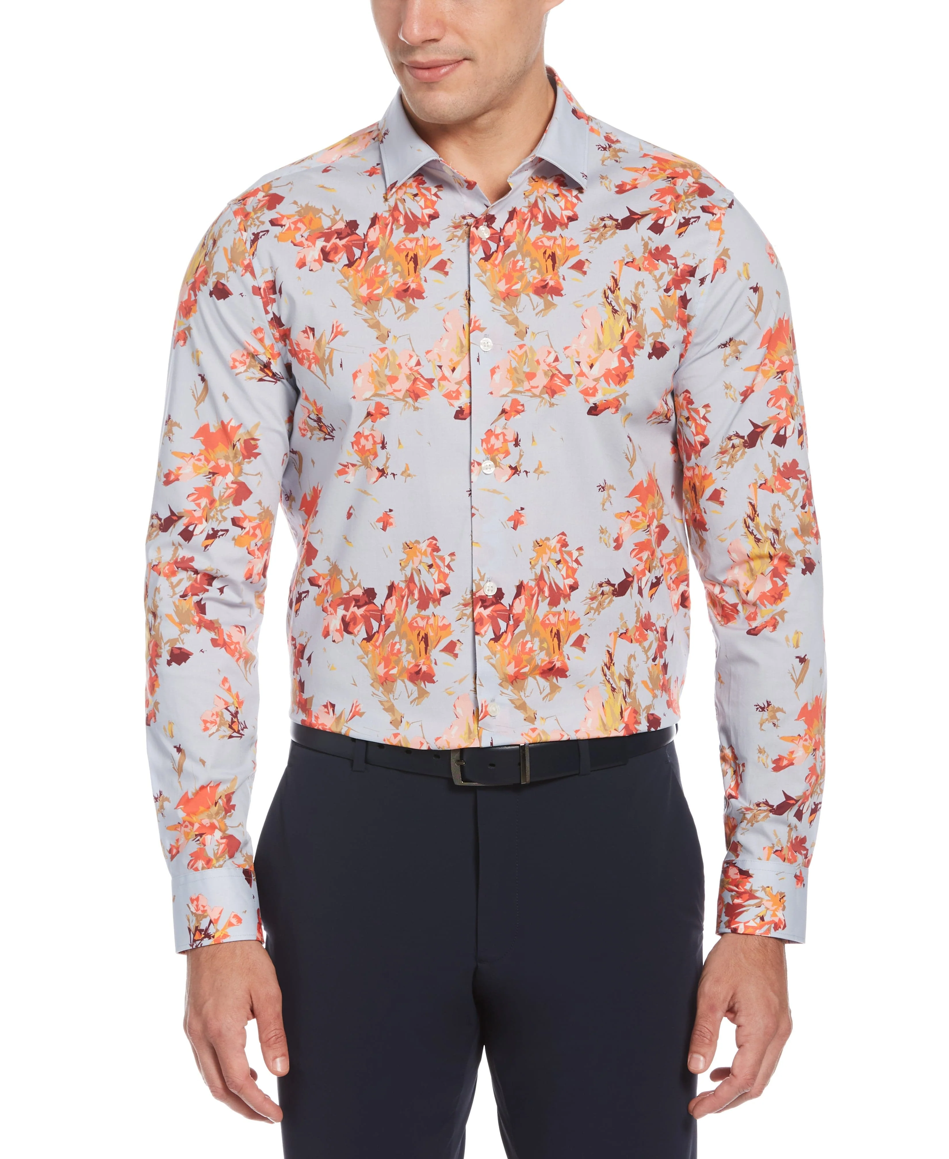 Multi-Color Floral Print Stretch Shirt