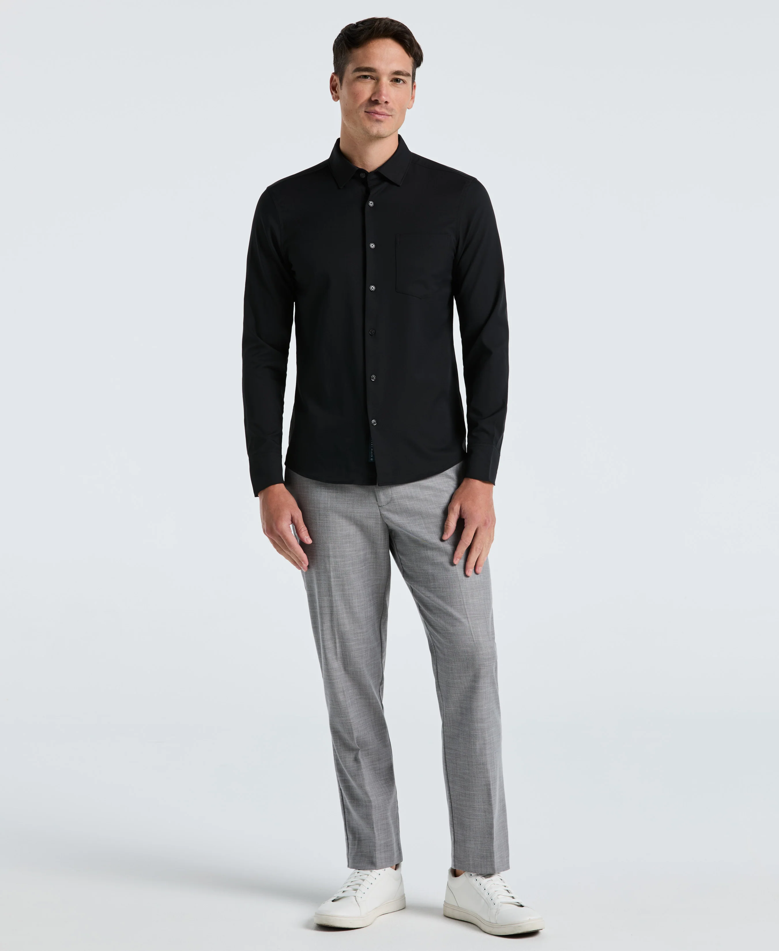 Untucked Total Stretch Slim Fit Solid Shirt - Black