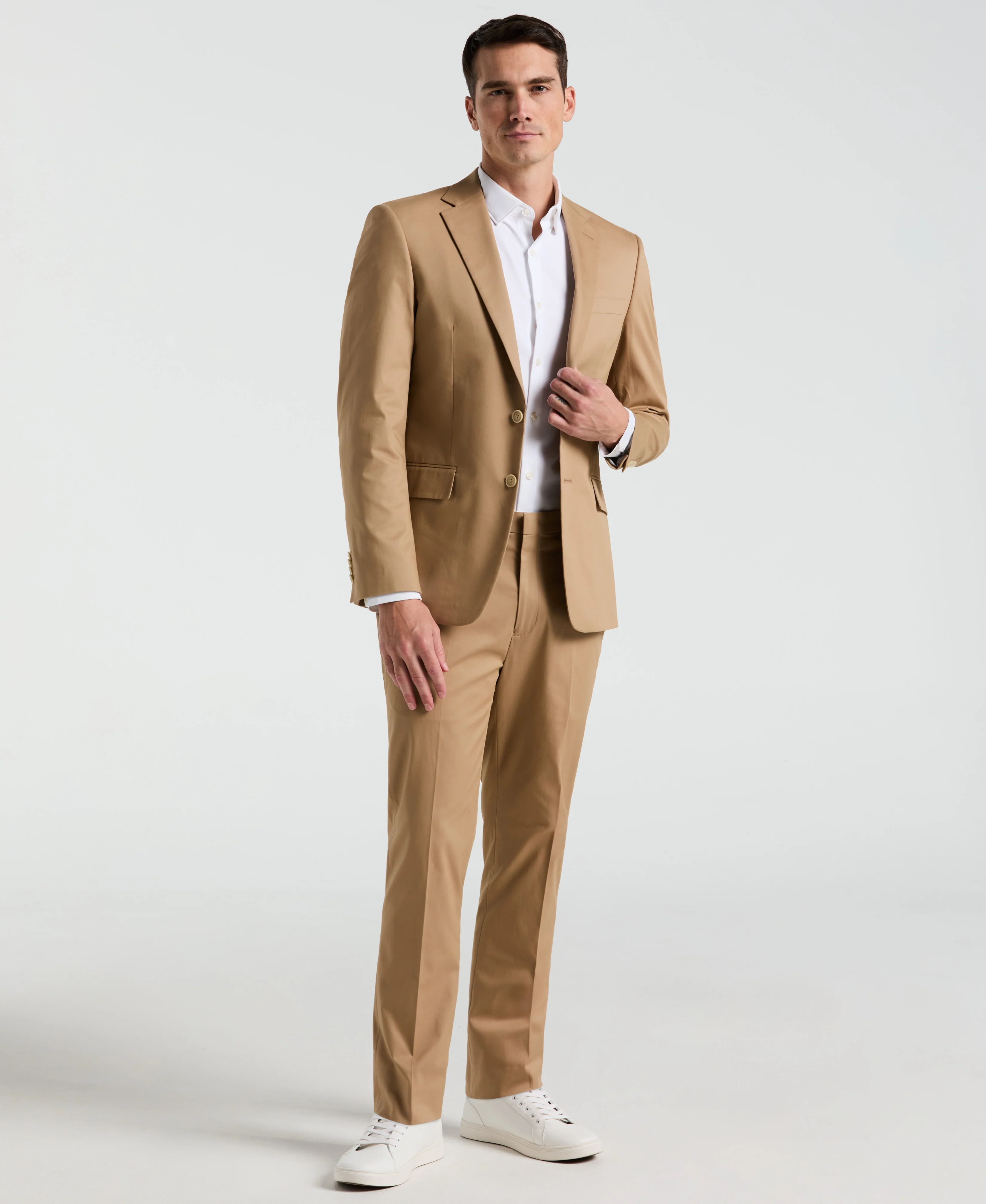 Slim Fit Solid Cotton Blend Suit Pant