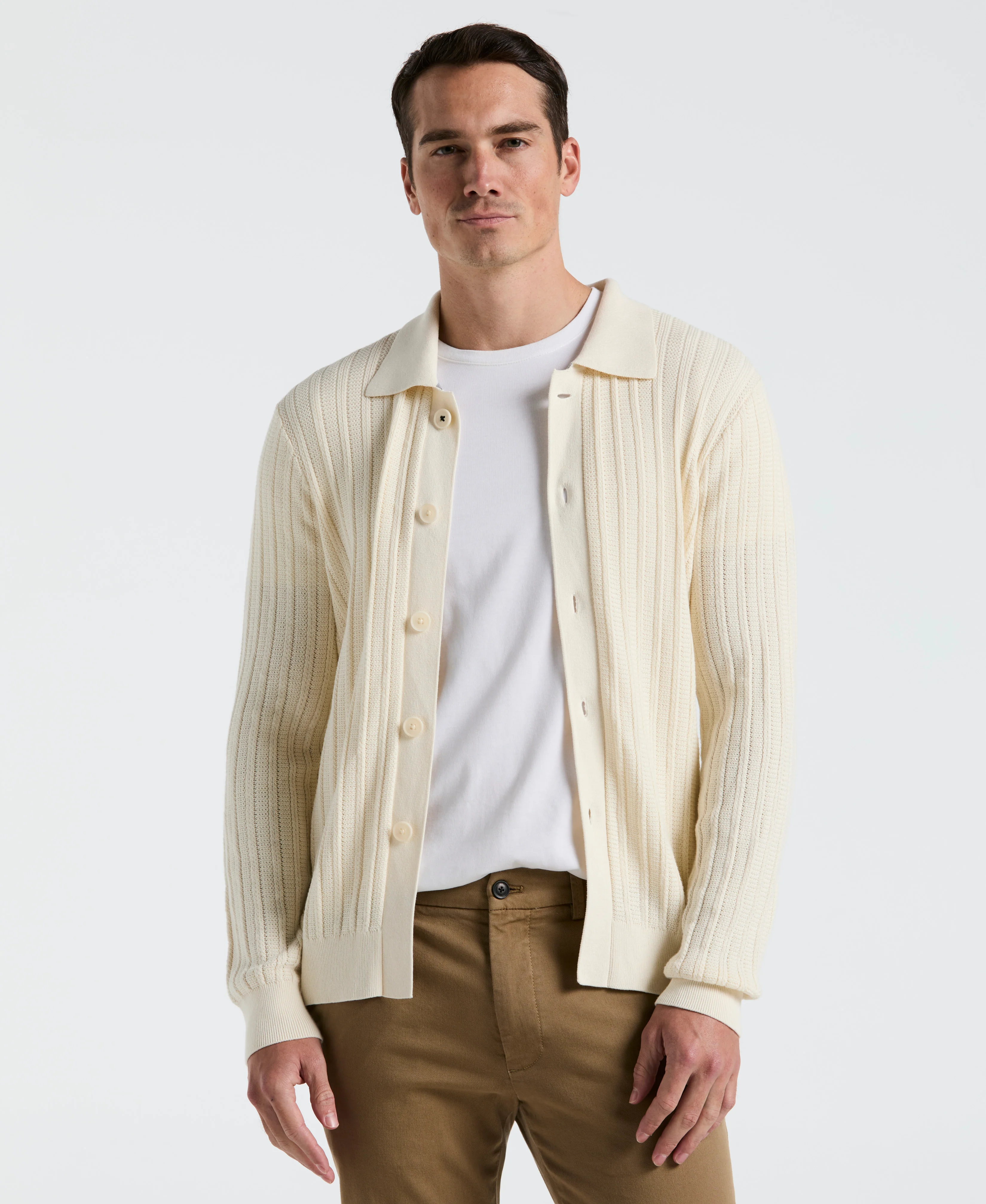 Cotton Vertical Stripe Cardigan