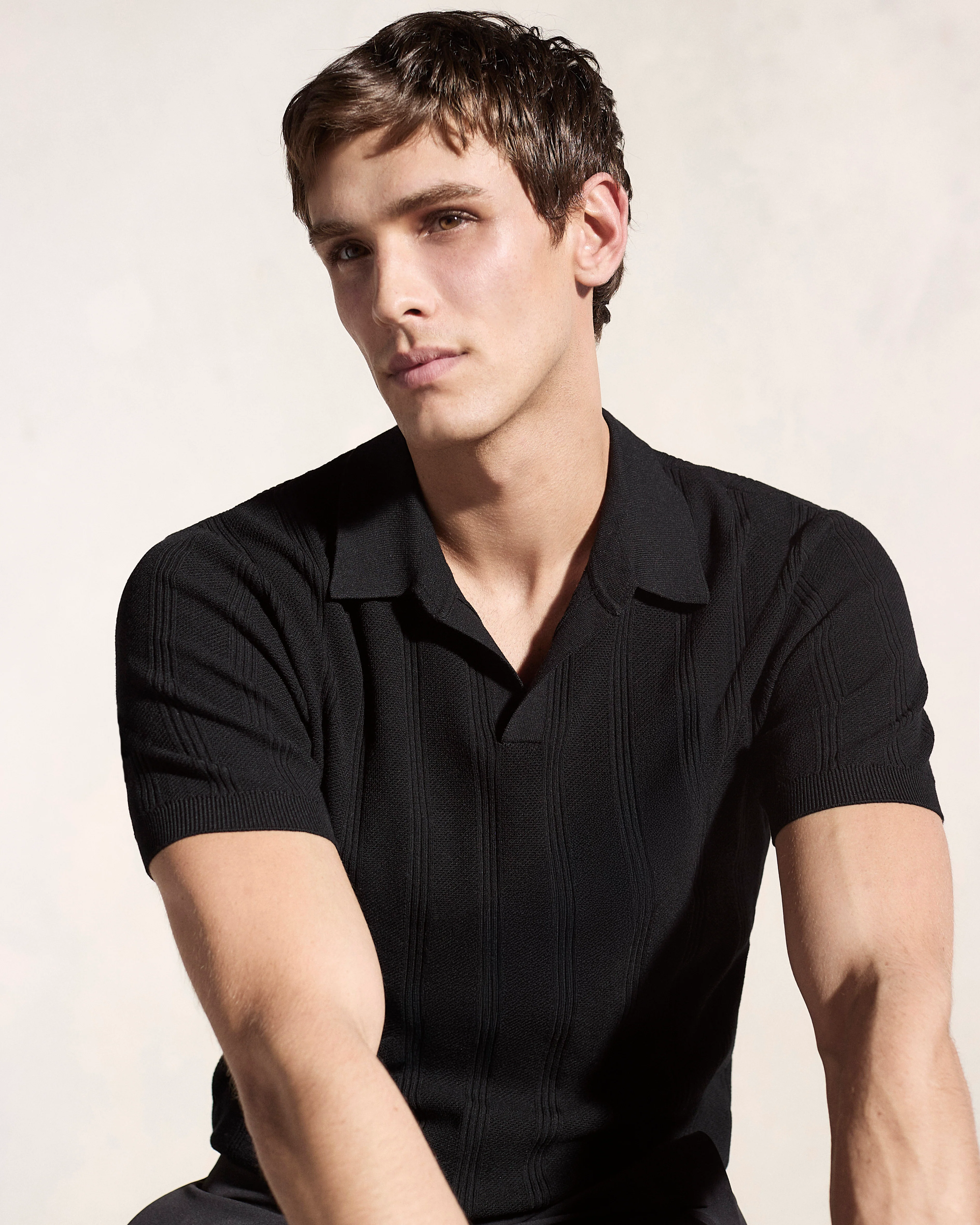 Mesh Stripe Sweater Polo