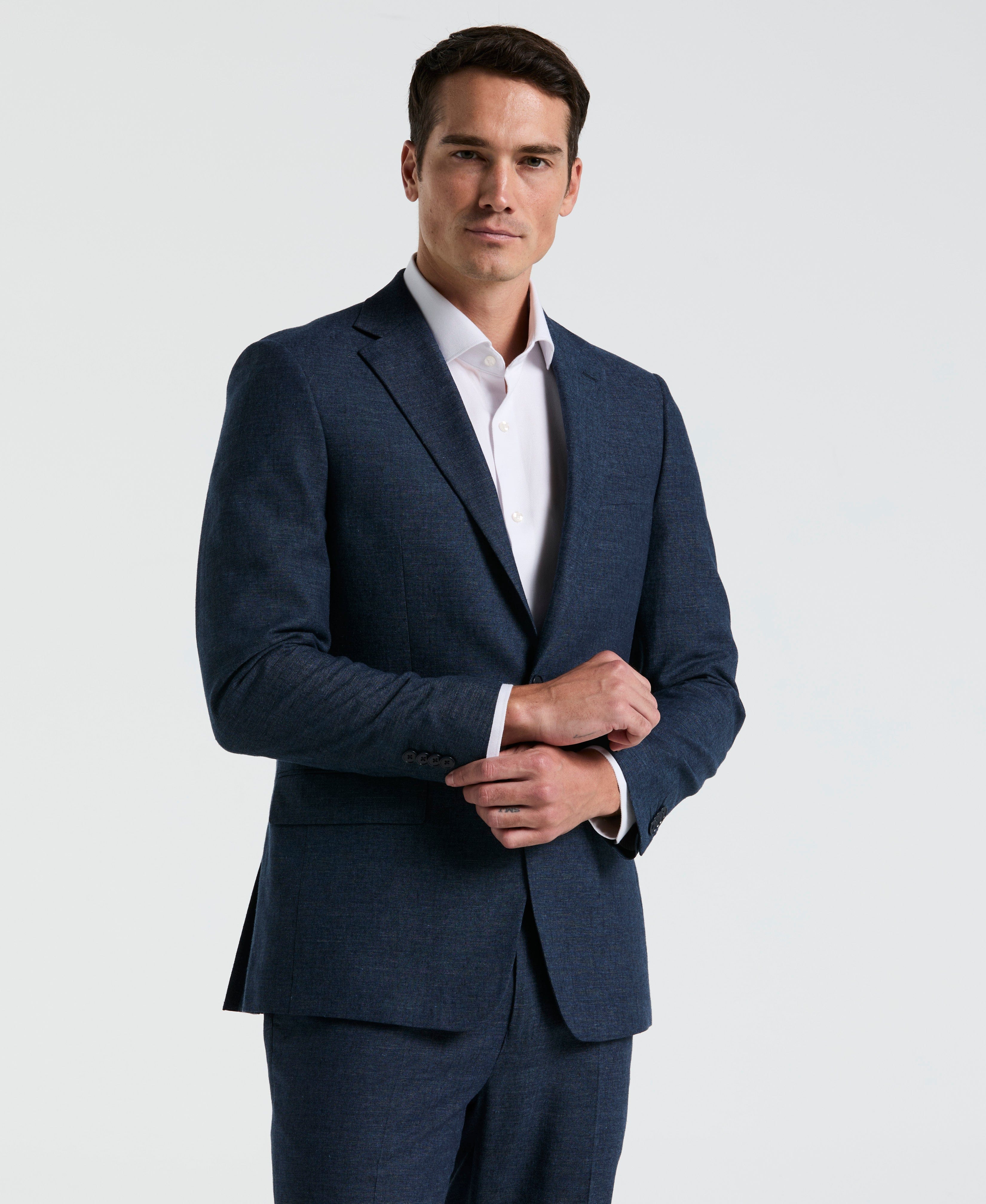 Slim Fit Solid Linen Blend Suit Jacket