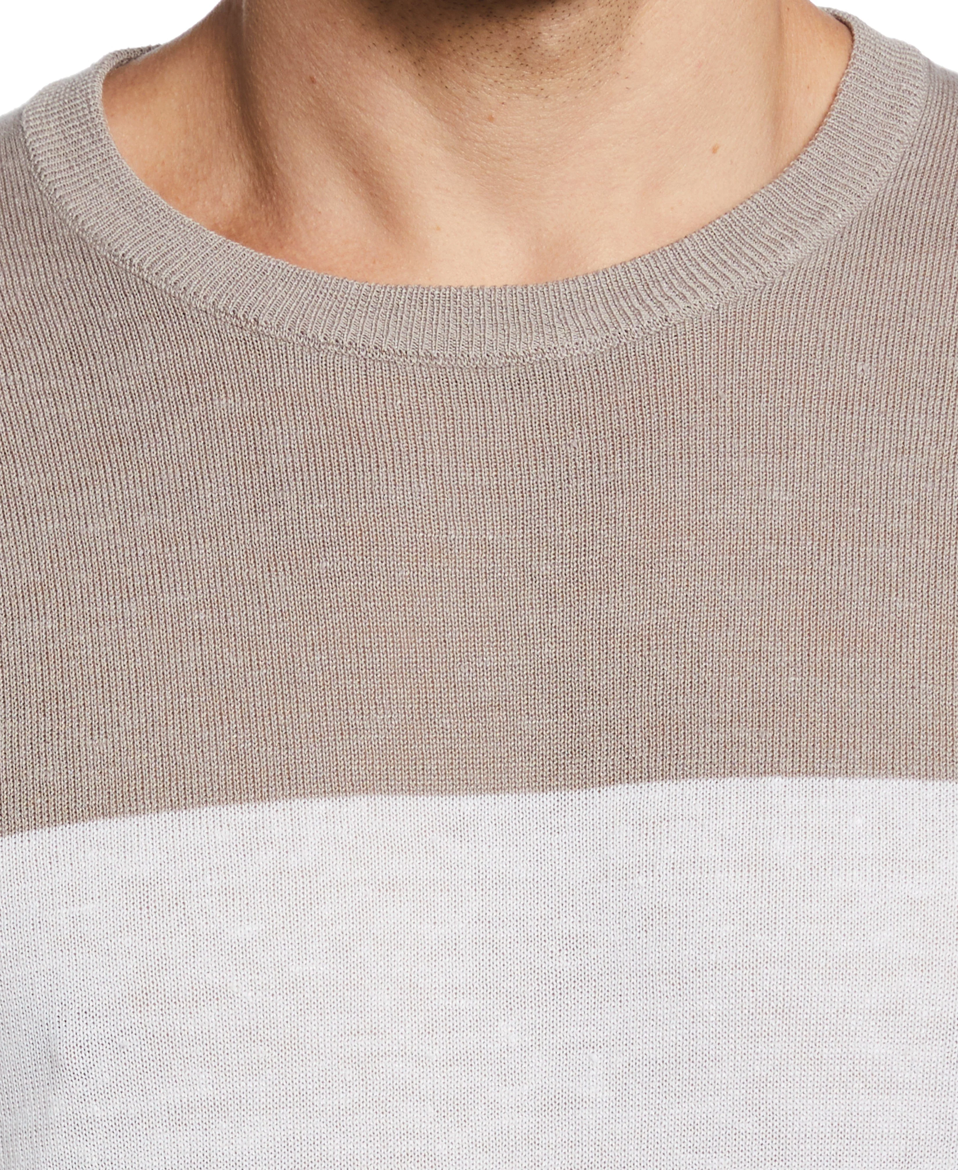 Linen Blend Color Block Tee