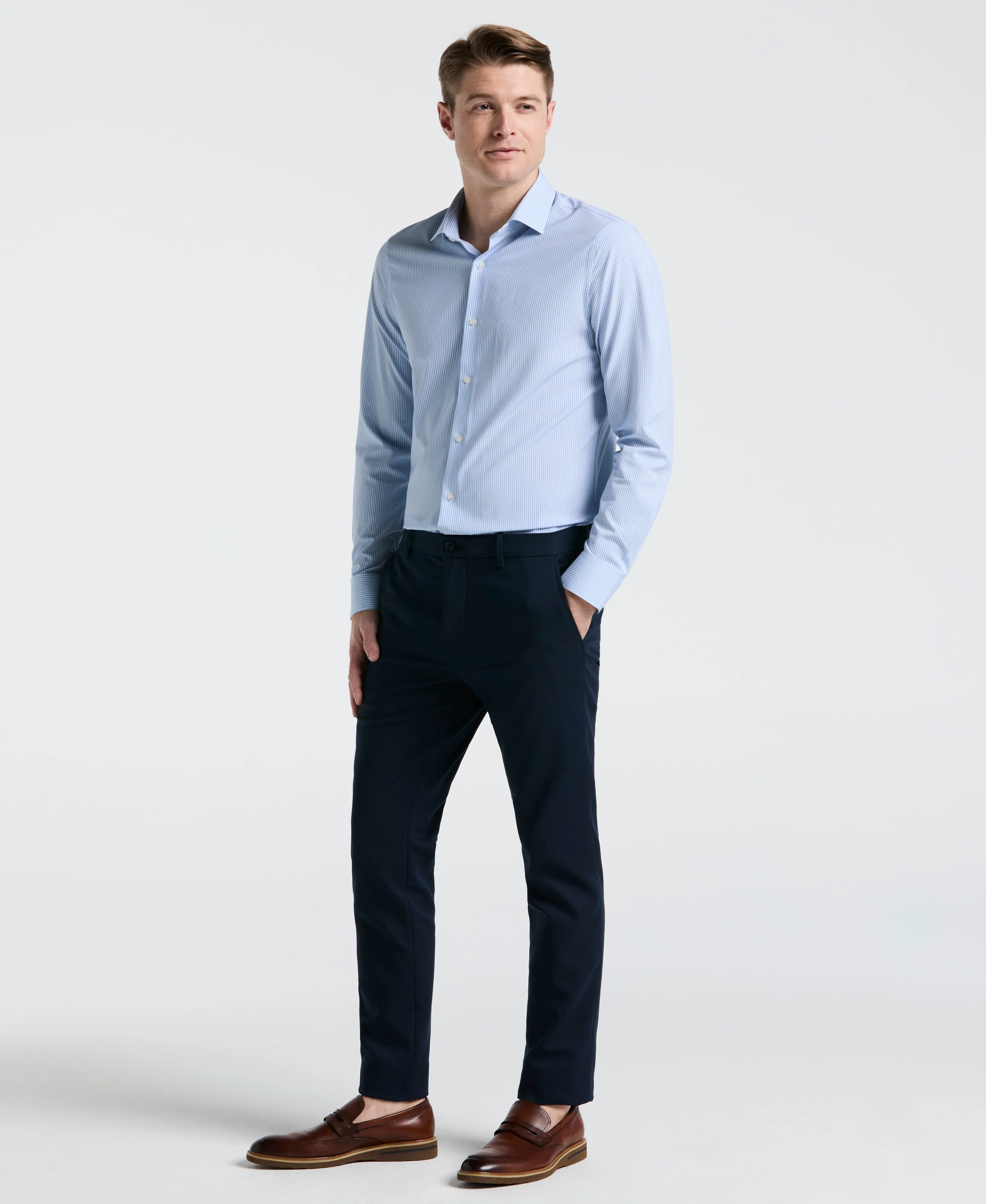 Performance Tech Striped Print Dress Shirt