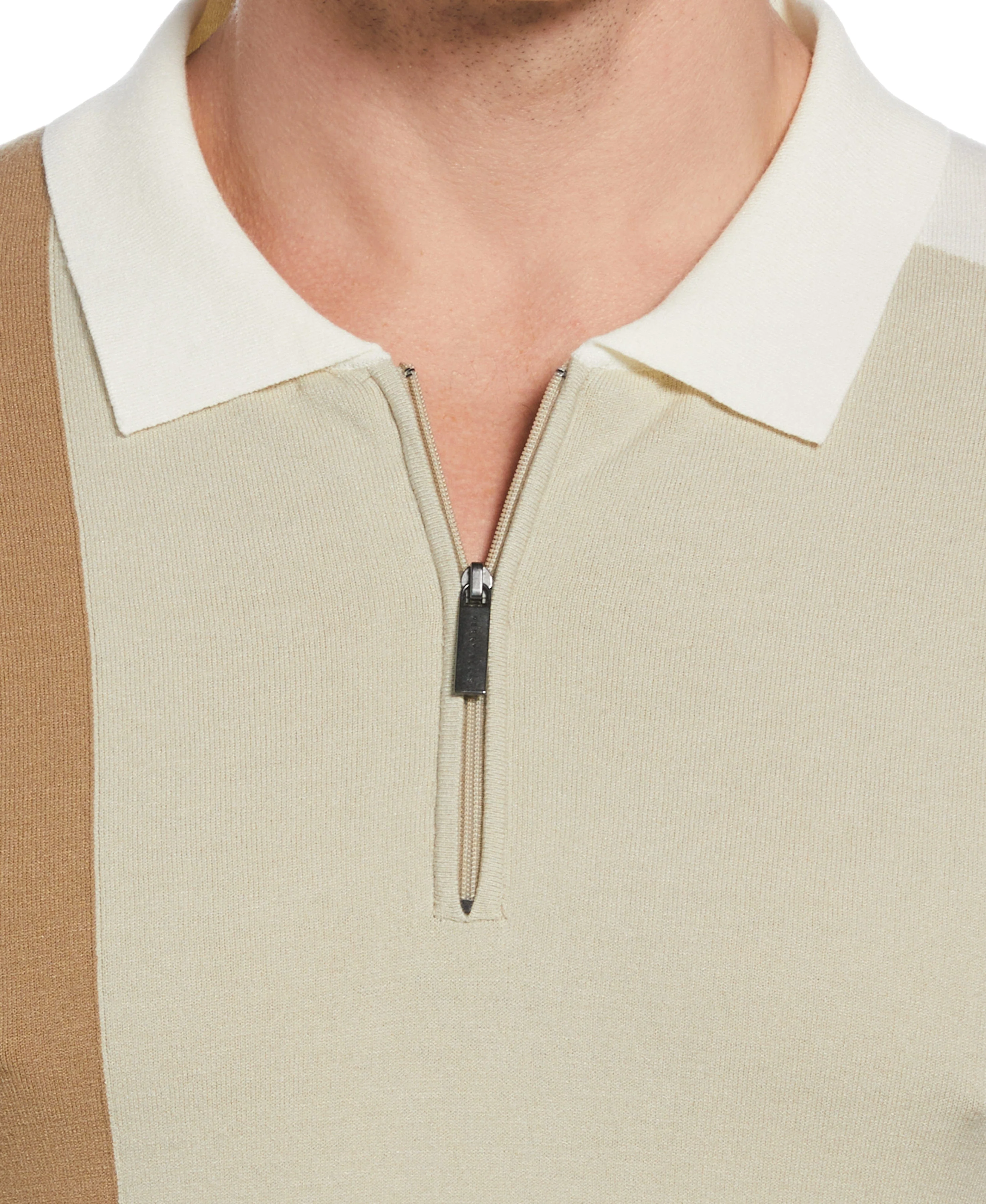 Tech Knit Color Block Zip Polo