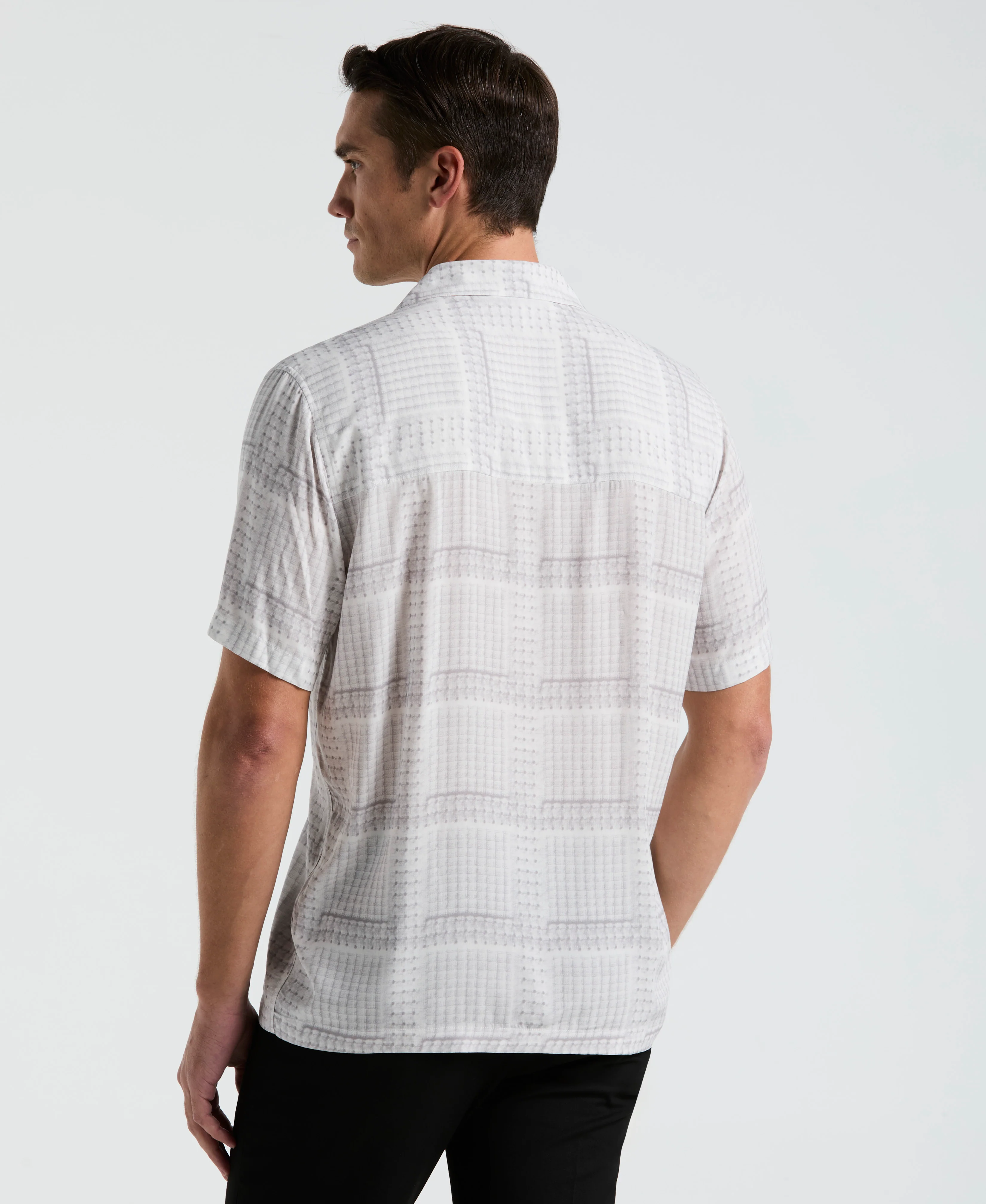 EcoVero™ Camp Collar Textured Print Shirt